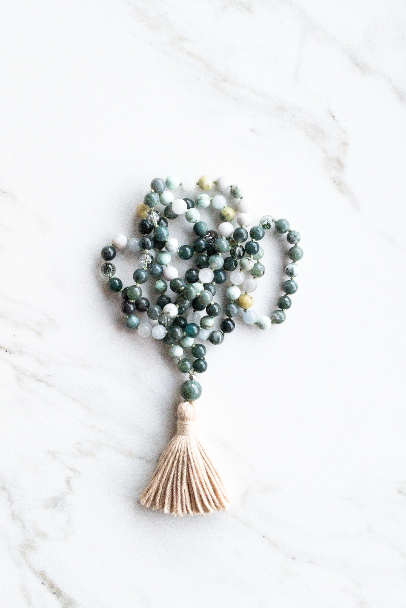 Botanical Serenity Mala 108 beads - OceanEyes Collection - shashā méditation jewellery