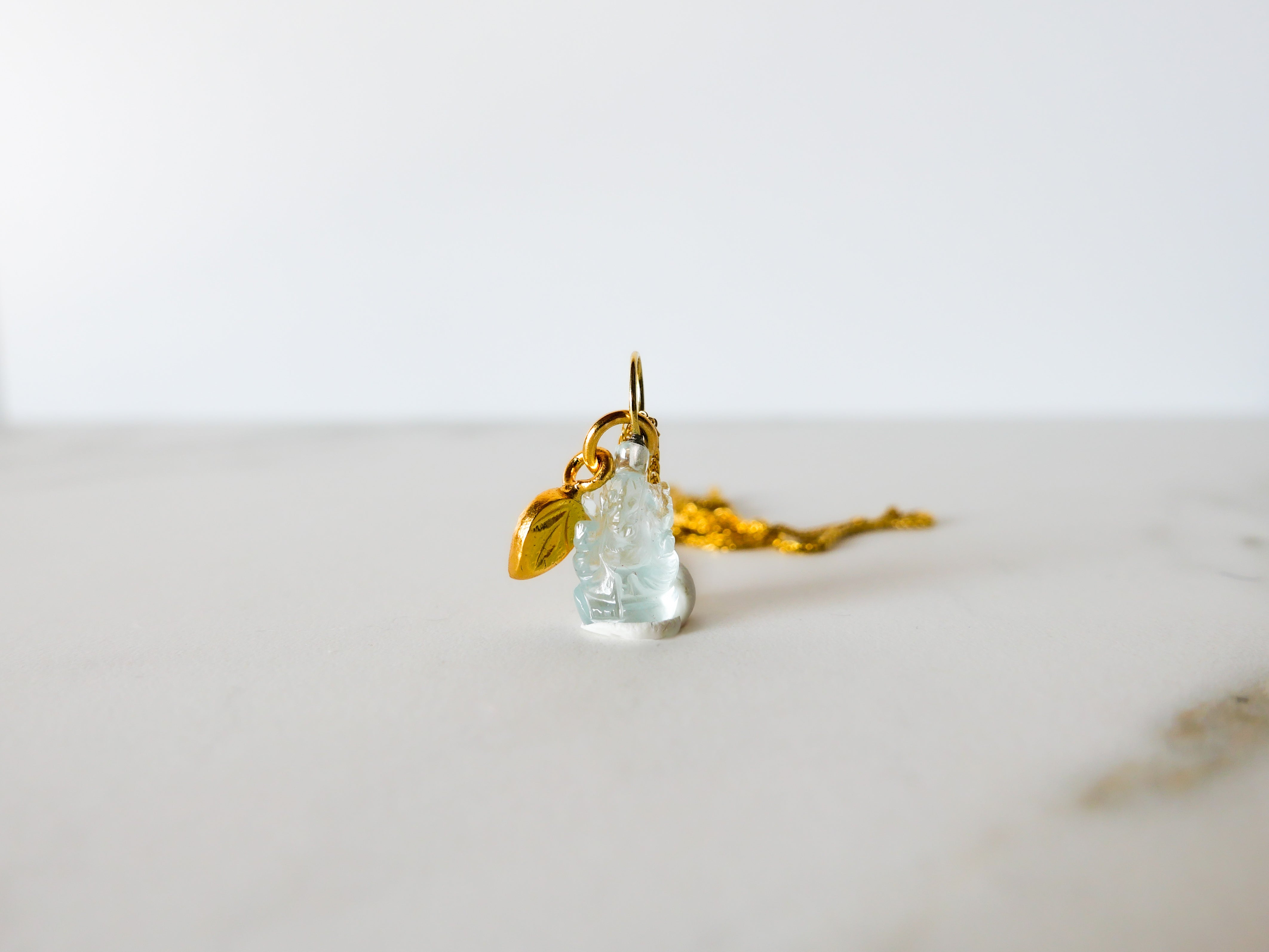 Ganesha Ji Aquamarine - Sculpted stone charm - DIVYA Sacred Symbols