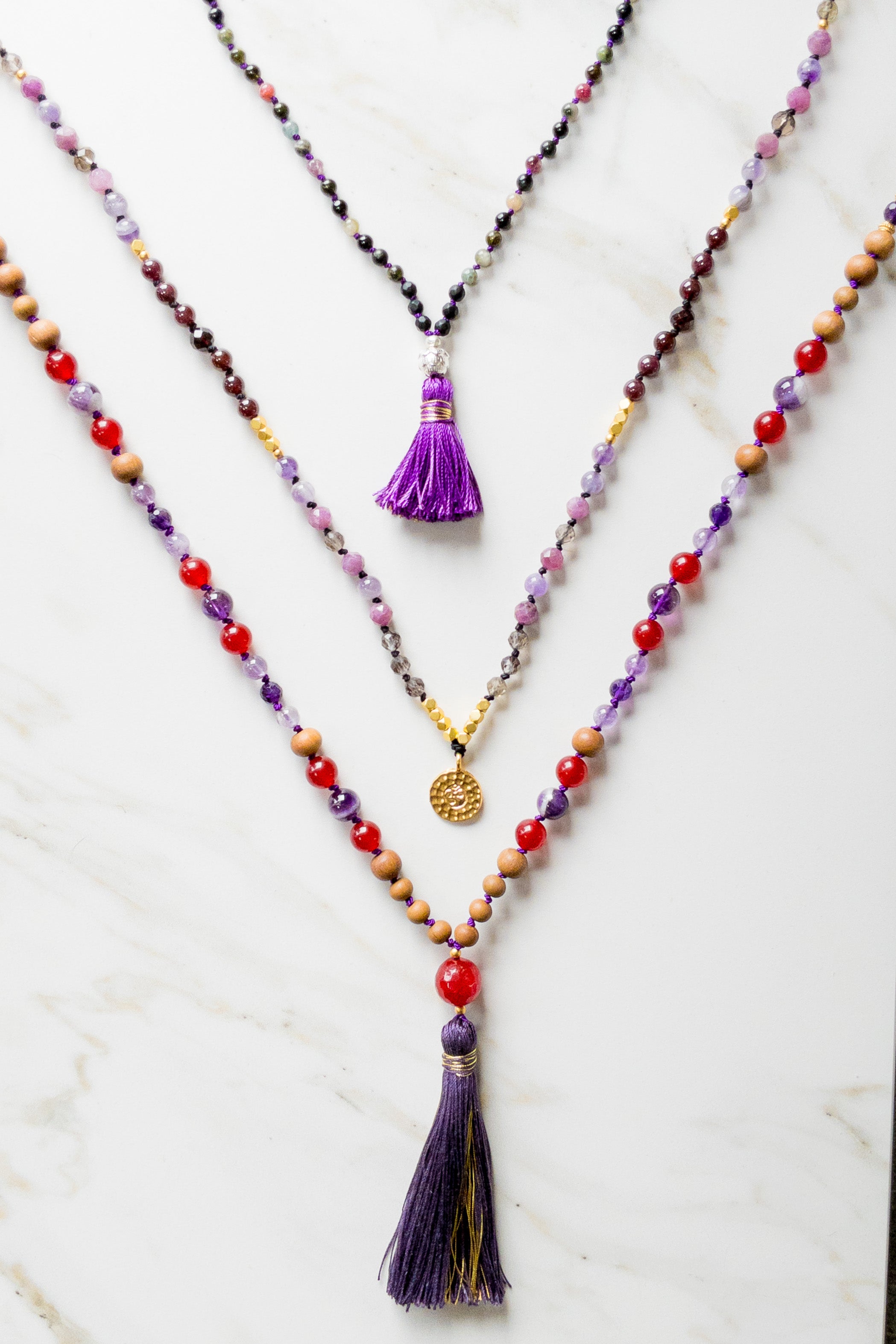 Shashā yoga jewellery Switzerland - purple Japamala 108 beads