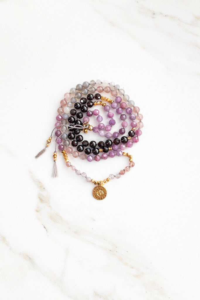 Ruby Sadhana  Mala Necklace "OM" Indradhanush collection - ShaSha Yoga Jewellery