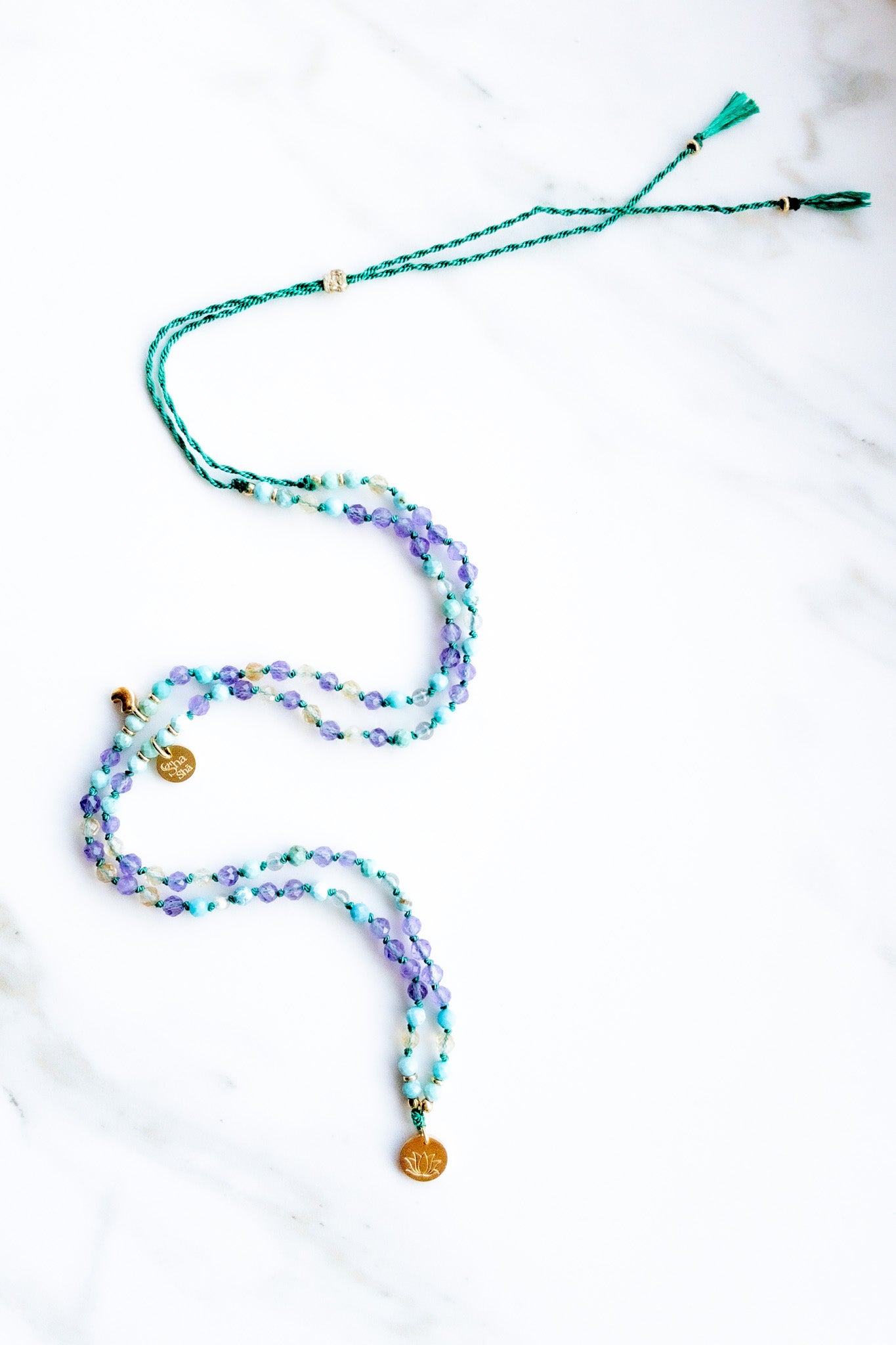 “ROOTS” Mini Mala 108 beads - Lotus - Turquoise, Citrine & Amethyst - shashā meditation jewellery necklace 