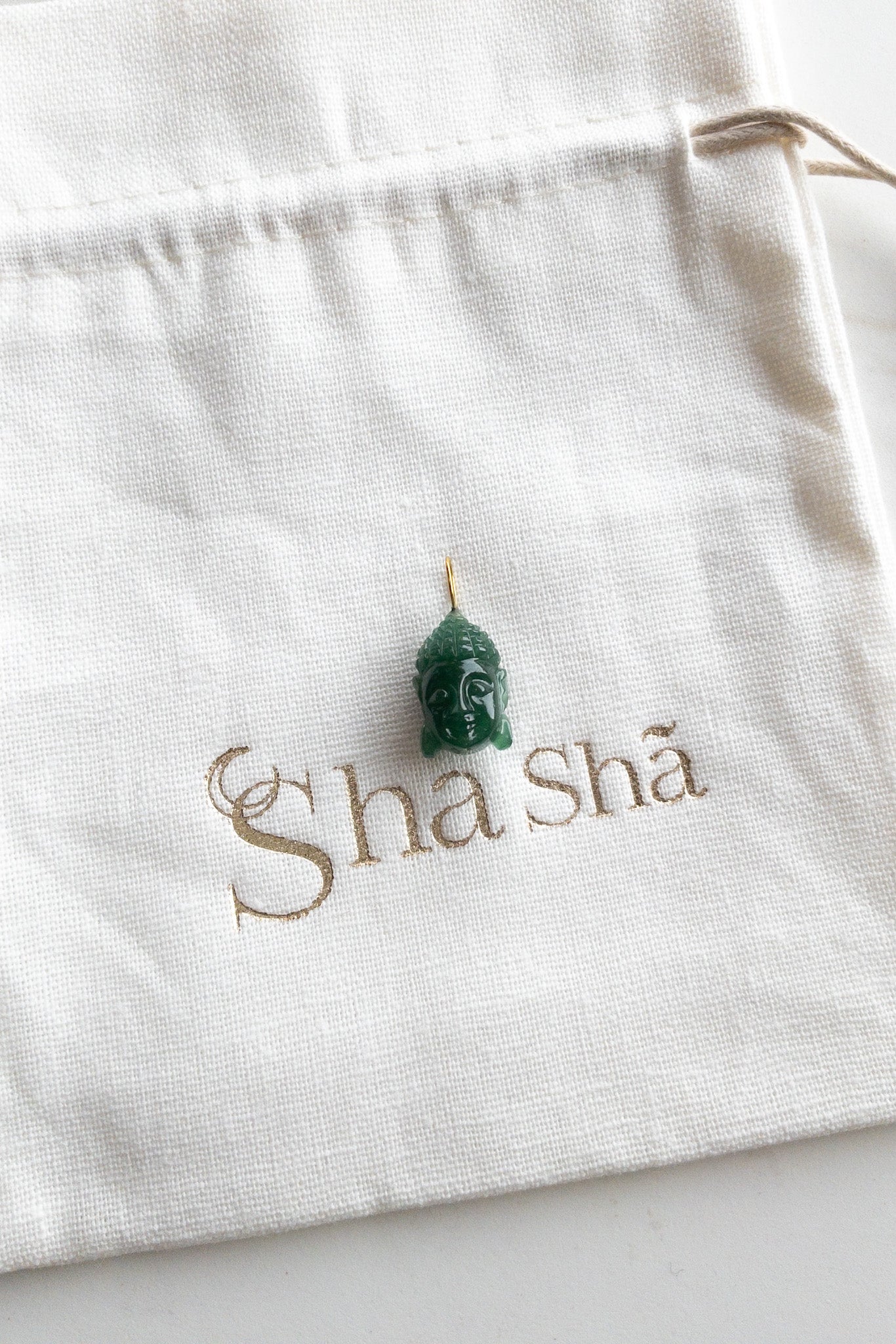 Buddha - Green Aventurine - DIVYA Sacred Symbols - Handcarved Pendant - ShaSha Gemstone Jewellery