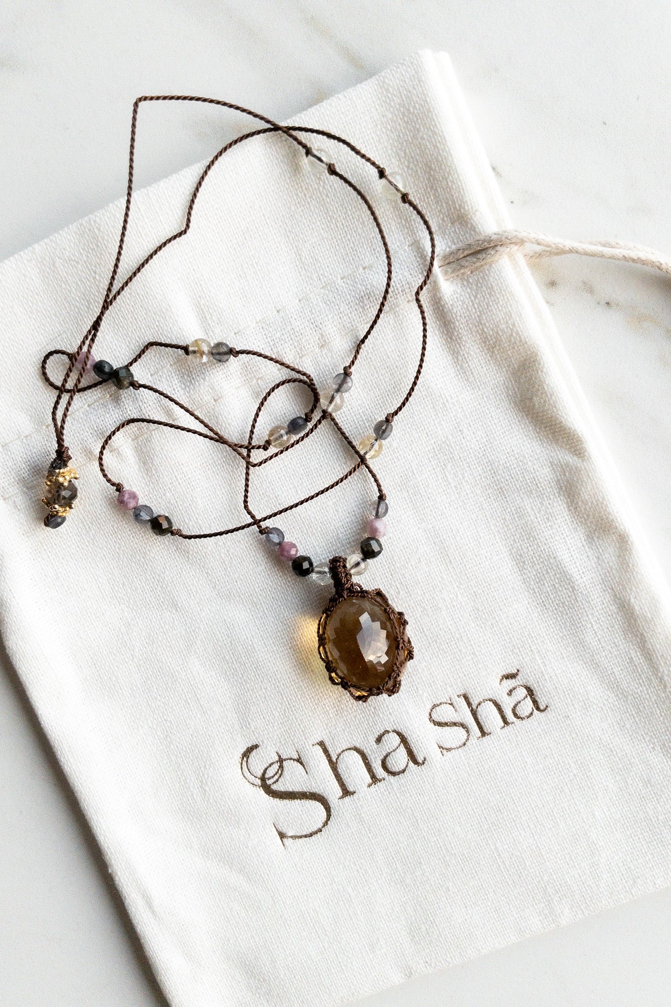 Honey Quartz “Aabha” Amulet Necklace