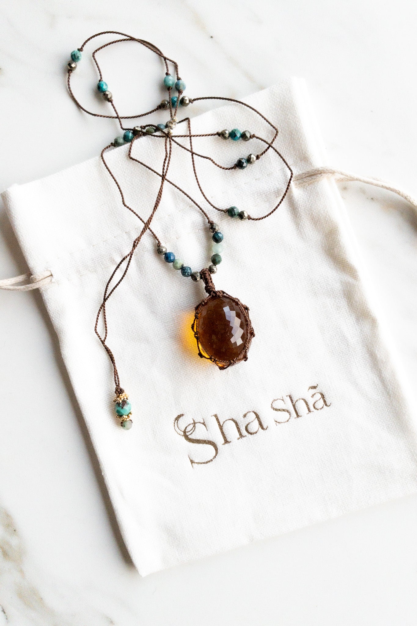 Orange Topaz « Aabha » Amulet Necklace