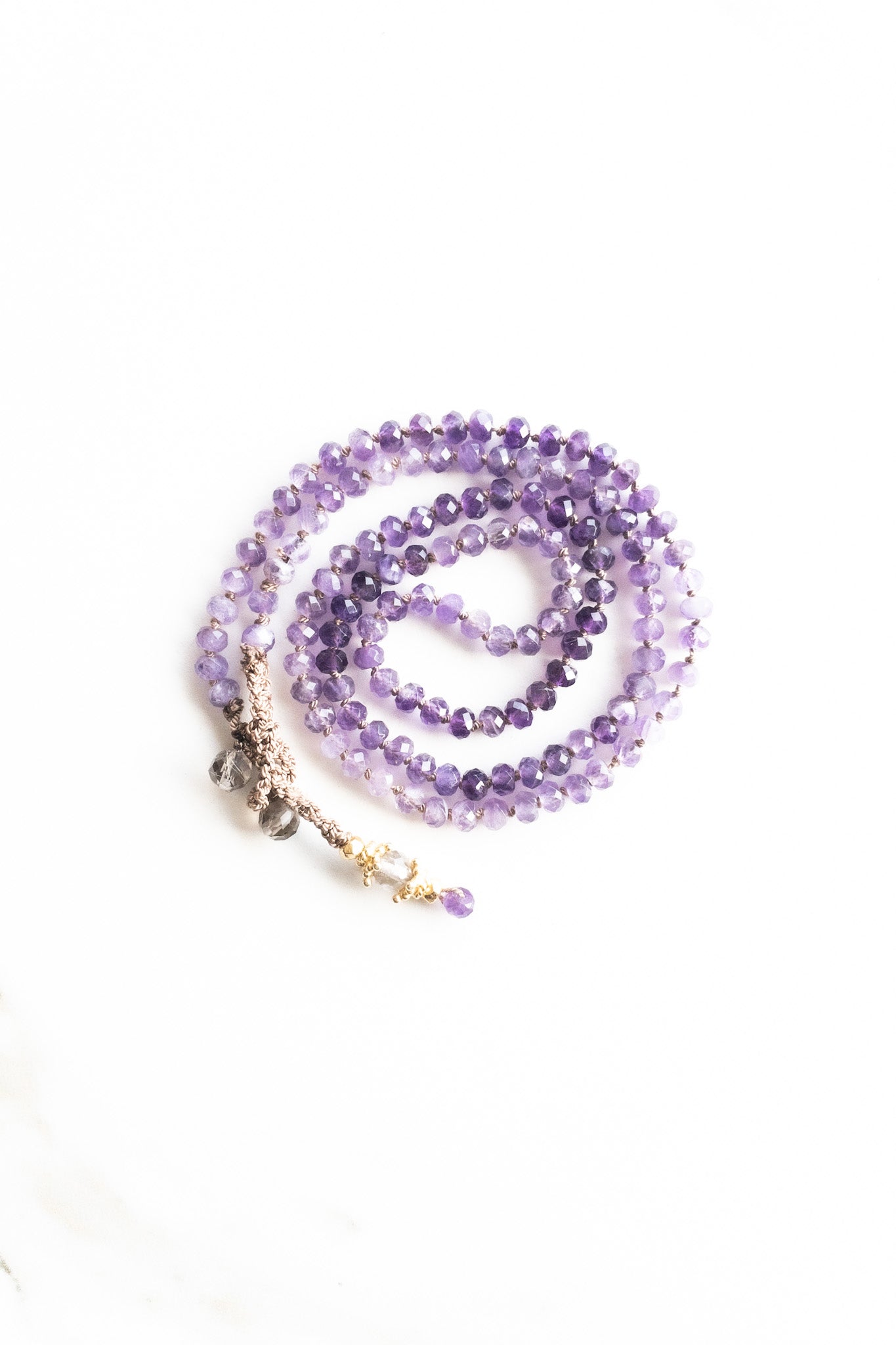 Sana Necklace - Amethyst - DIVYA Sacred Symbols - hand knotted jewellery 