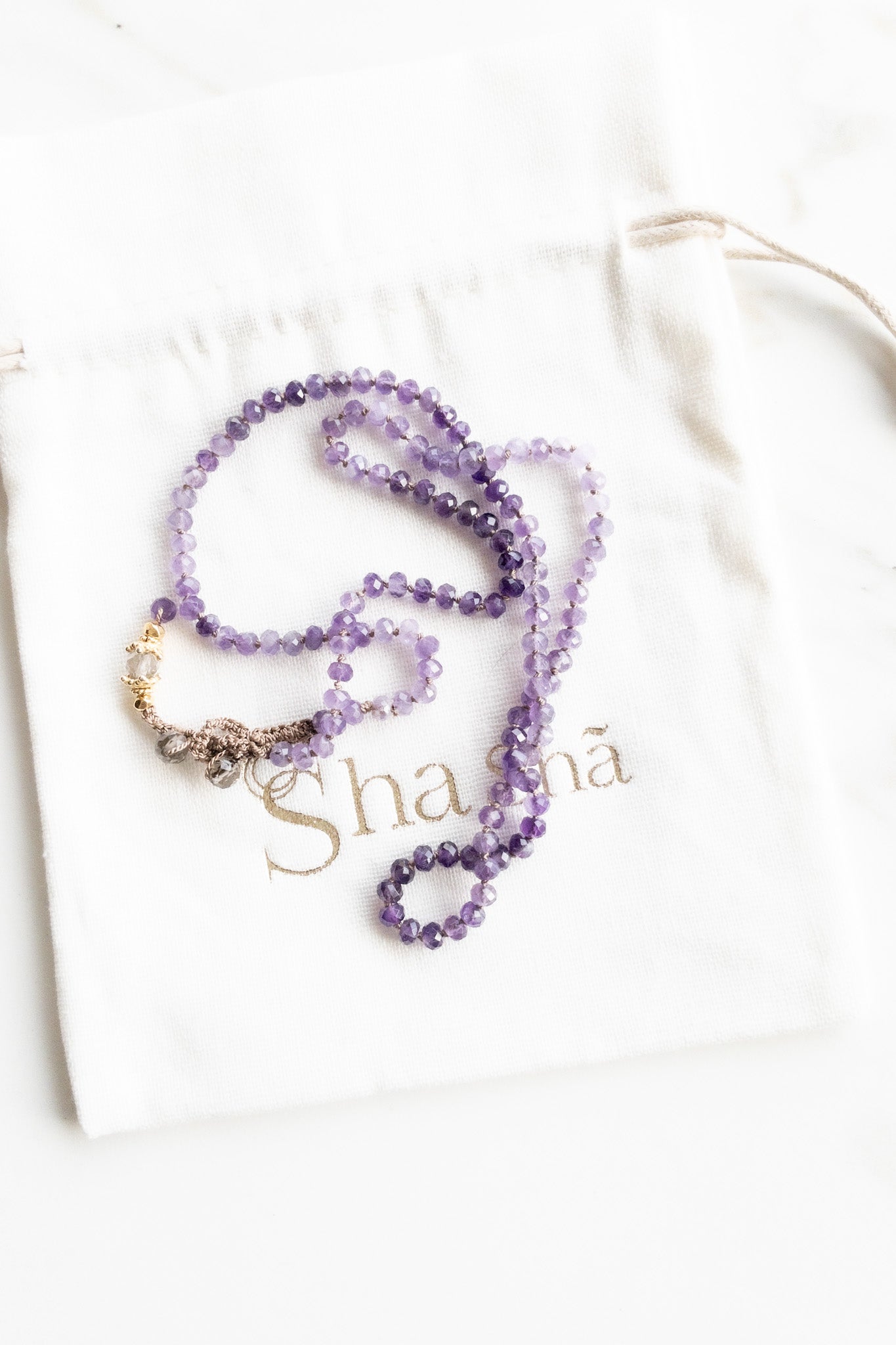 Sana Necklace - Amethyst - DIVYA Sacred Symbols - shashā yoga jewellery 