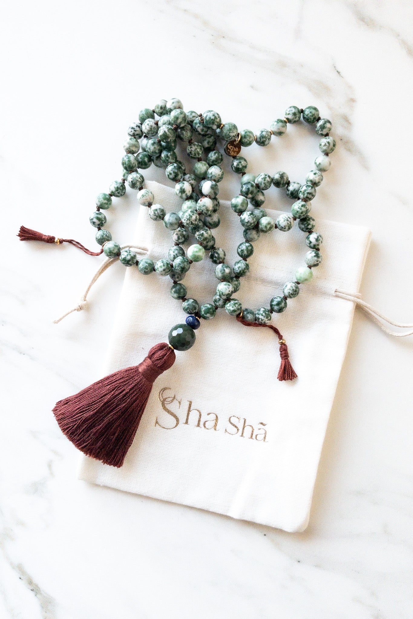 Arbre Céleste Japamala : Agate Arbre &amp; Lapis Lazuli Mala - OceanEyes