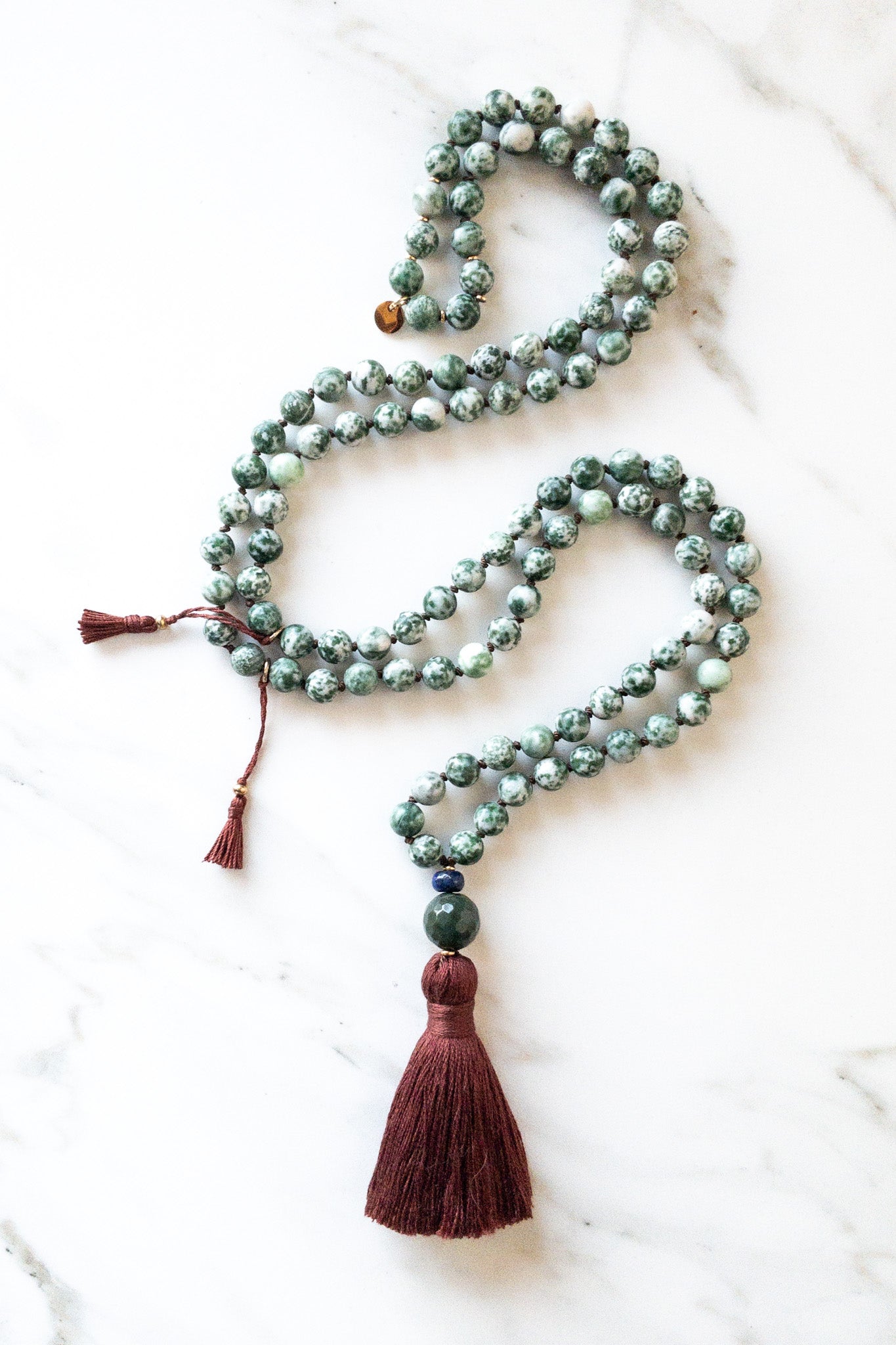 Arbre Céleste Japamala : Agate Arbre &amp; Lapis Lazuli Mala - OceanEyes