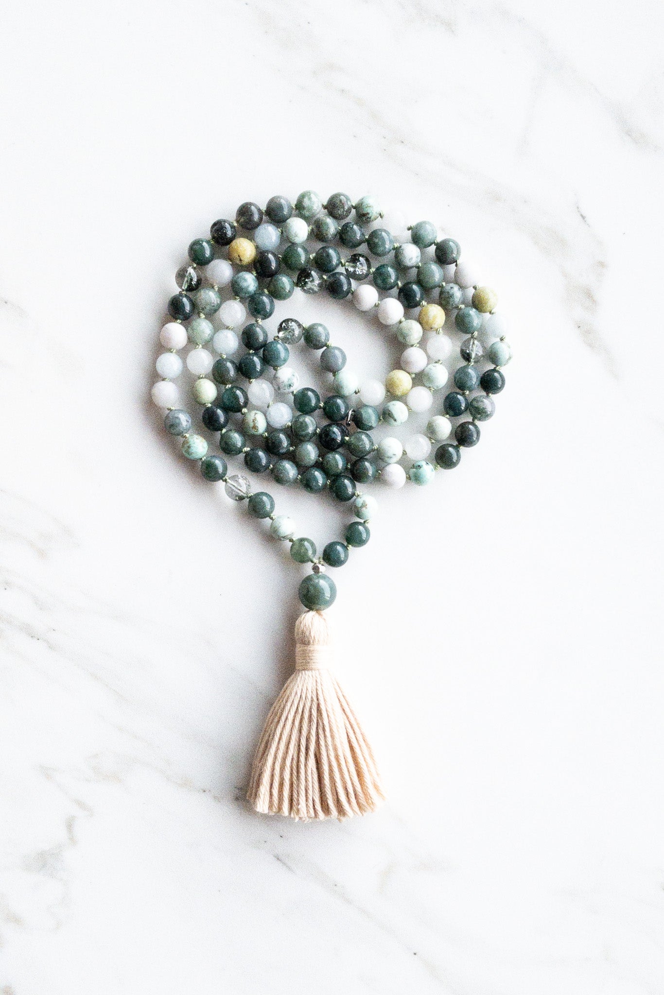 Botanical Serenity Mala 108 beads - OceanEyes Collection - prayer beads - shashā jewellery 