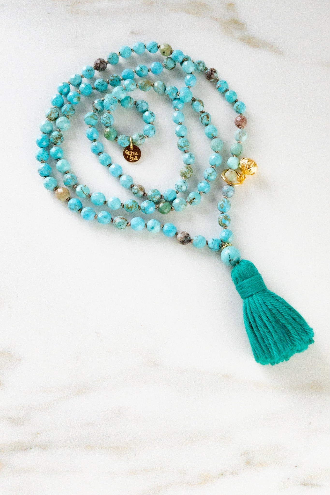 Ocean Breeze Mala - Indradhanush - rare Turquoises - ShaSha Gemstone Yoga Jewellery