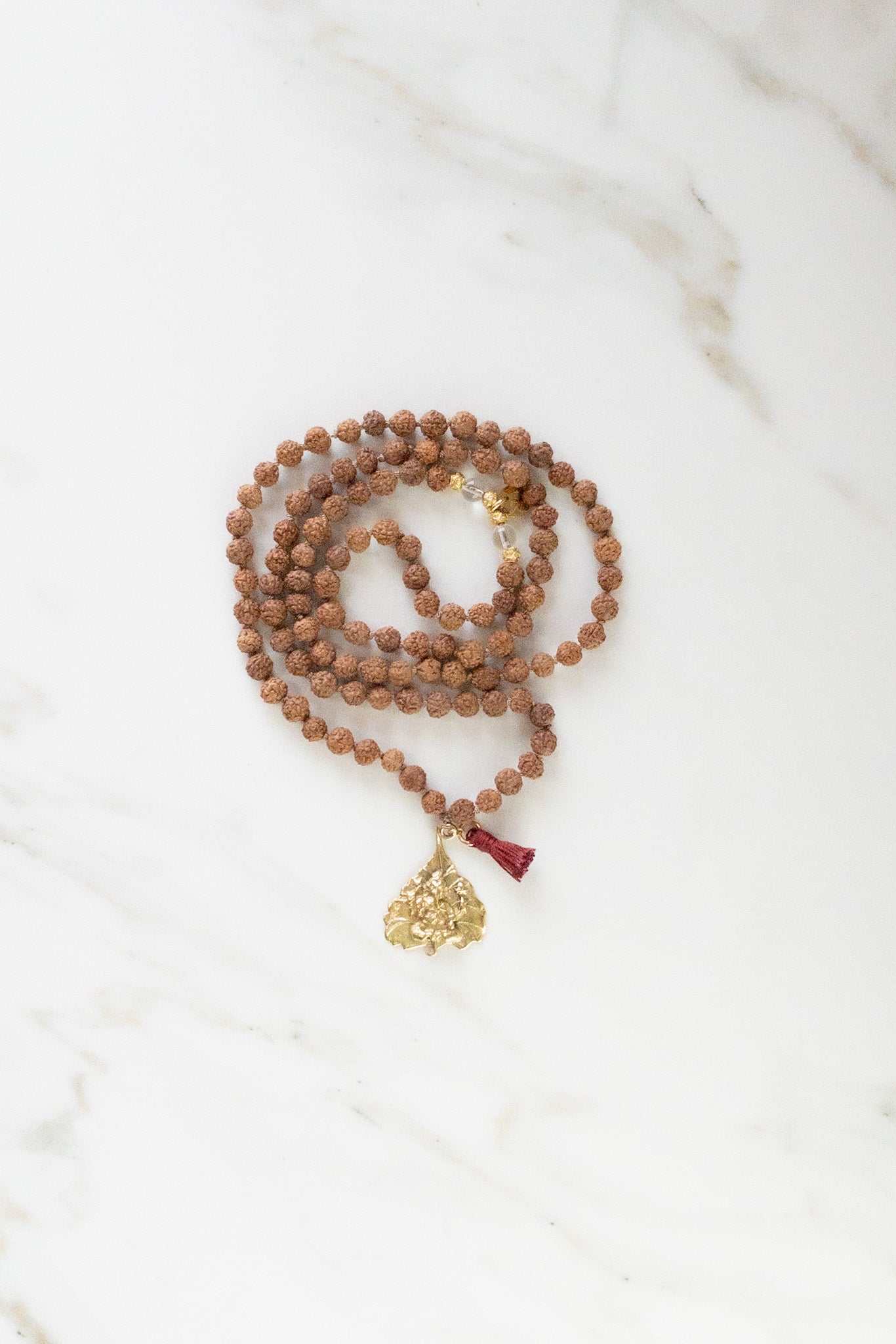 Path Opener Rudraksha Mala - Indradhanush - Ganesha Medallion - 108 mala beads - ShaSha Gemstone Yoga Jewellery - Handmade in Switzerland