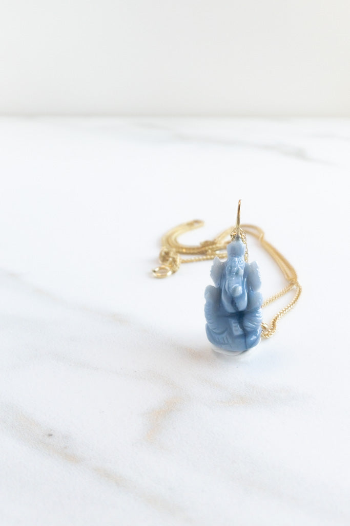 Ganesha Ji-Anhänger | Blauer Opal – Violetter Chalcedon – Amazonit – Grüner Quarz | DIVYA