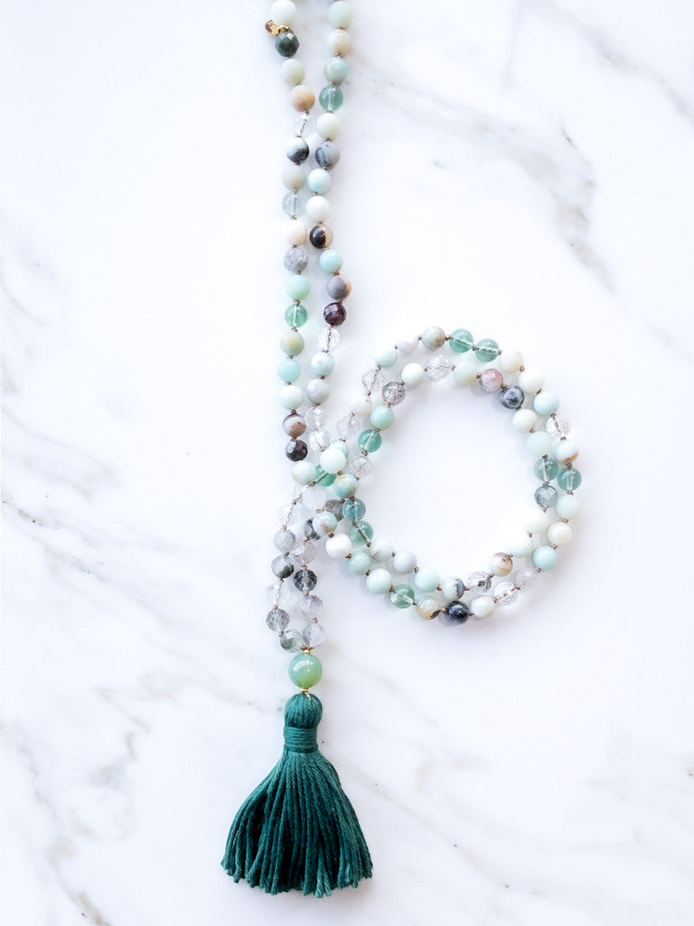 Inner Garden Flow Mala 108 Beads - OceanEyes - ShaSha mindfulness Jewellery 