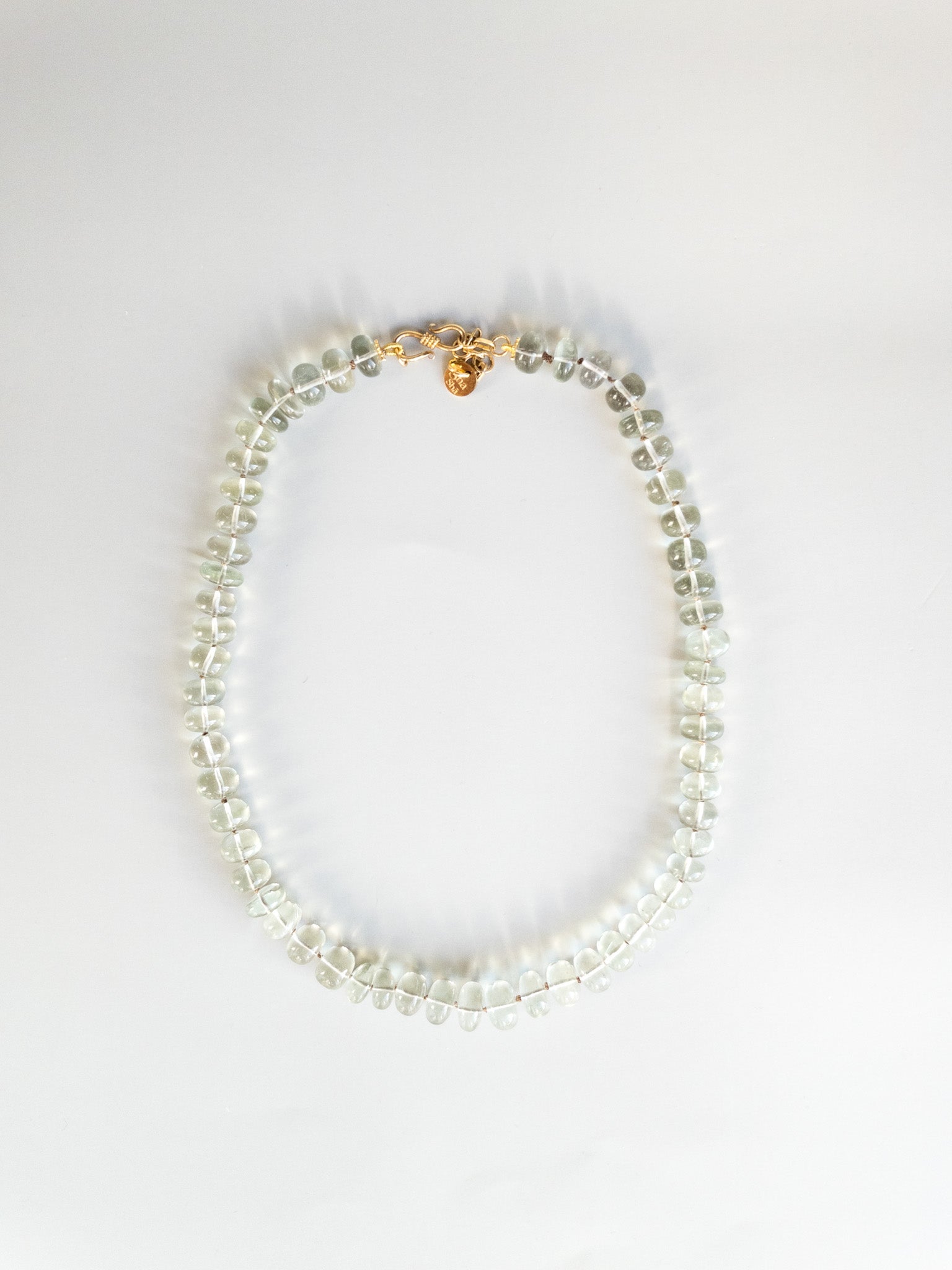 Sana Necklace - Prasiolite (Green Amethyst) hand knotted necklace - DIVYA collection - ShaSha jewelry Switzerland