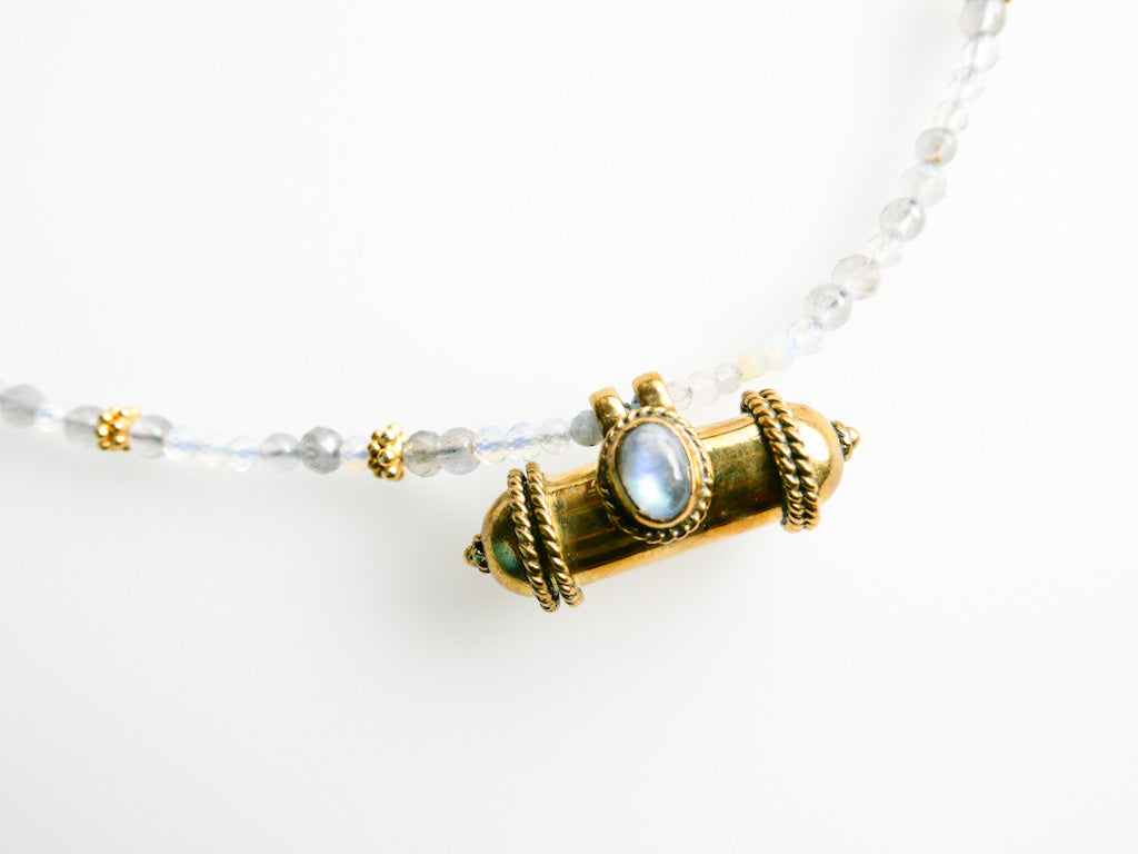 KAVACHA Talisman - Labradorite and white opal - DIVYA Sacred Symbols - Secret box Jewellery - ShaSha Jewellery