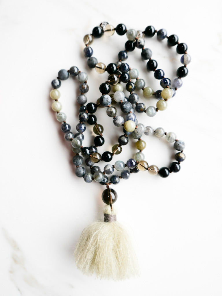 Awakening Wisdom Mala 108 beads - OceanEyes Collection - ShaSha Yoga Mindfulness jewelry
