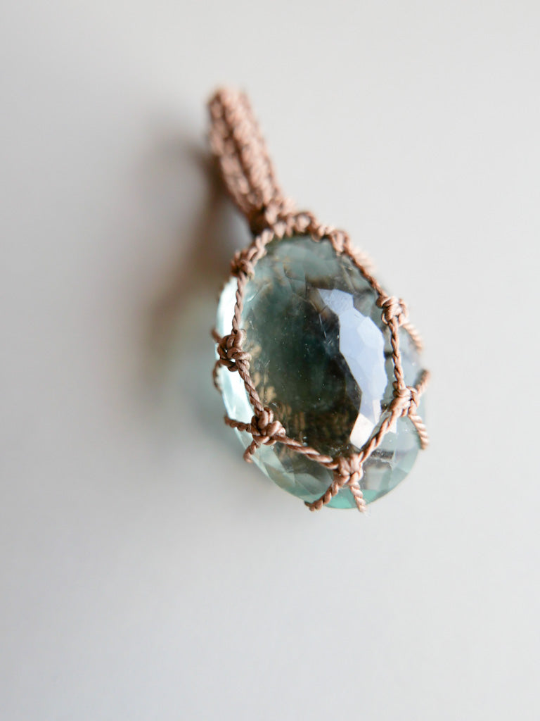 reen Tourmaline Necklace and Fluorite Pendant - DIVYA - Handcrafted manually in Switzerland. ShaSha Jewelry - Amulet Necklace - Cabochon necklace