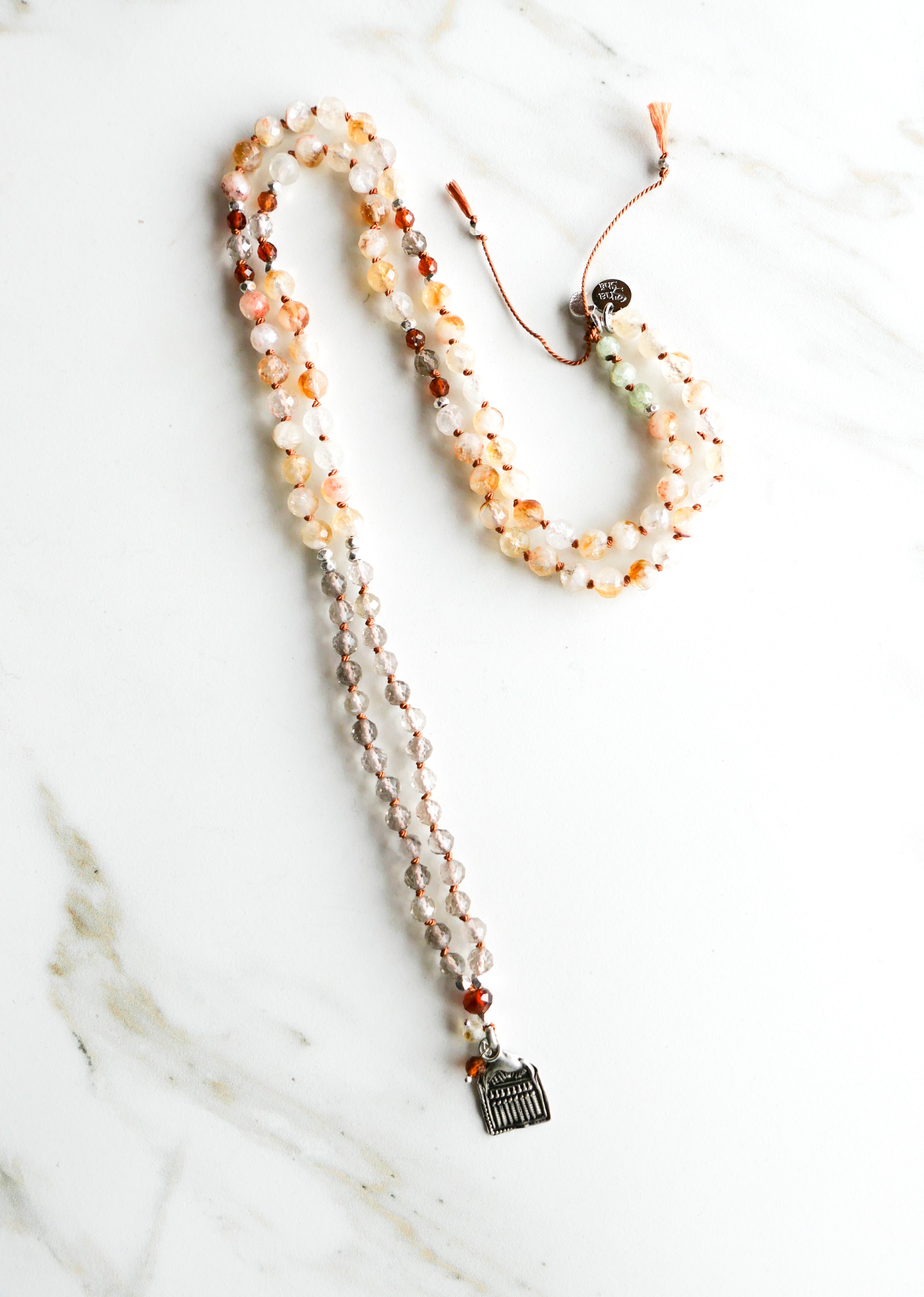 Astra Mala Necklace  - 7 sisters - Indradhanush Collection - Spessartine, Smoky Quartz & Citrine