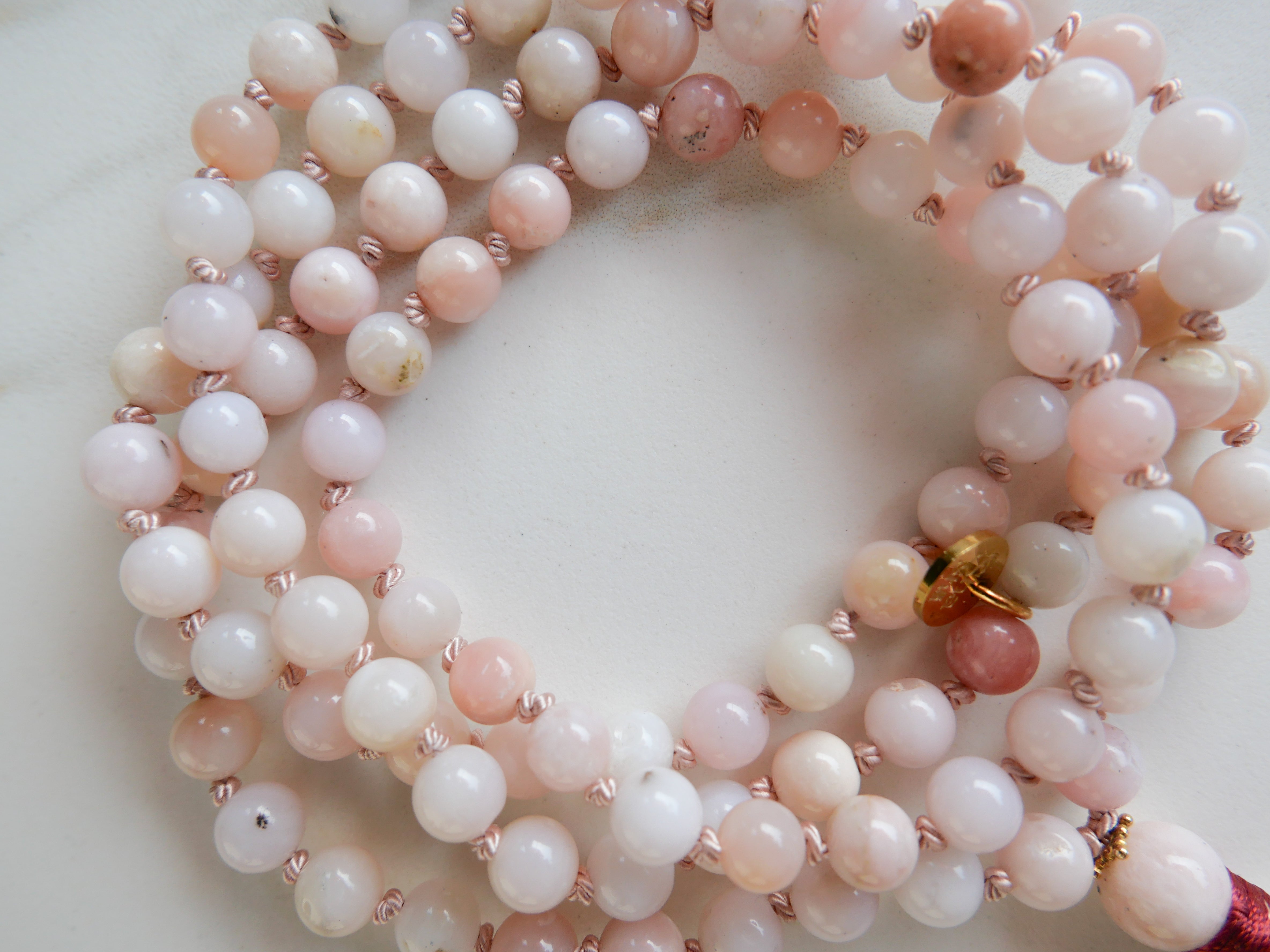 Ādi – Pink Opal Japamala – Indradhanush Collection