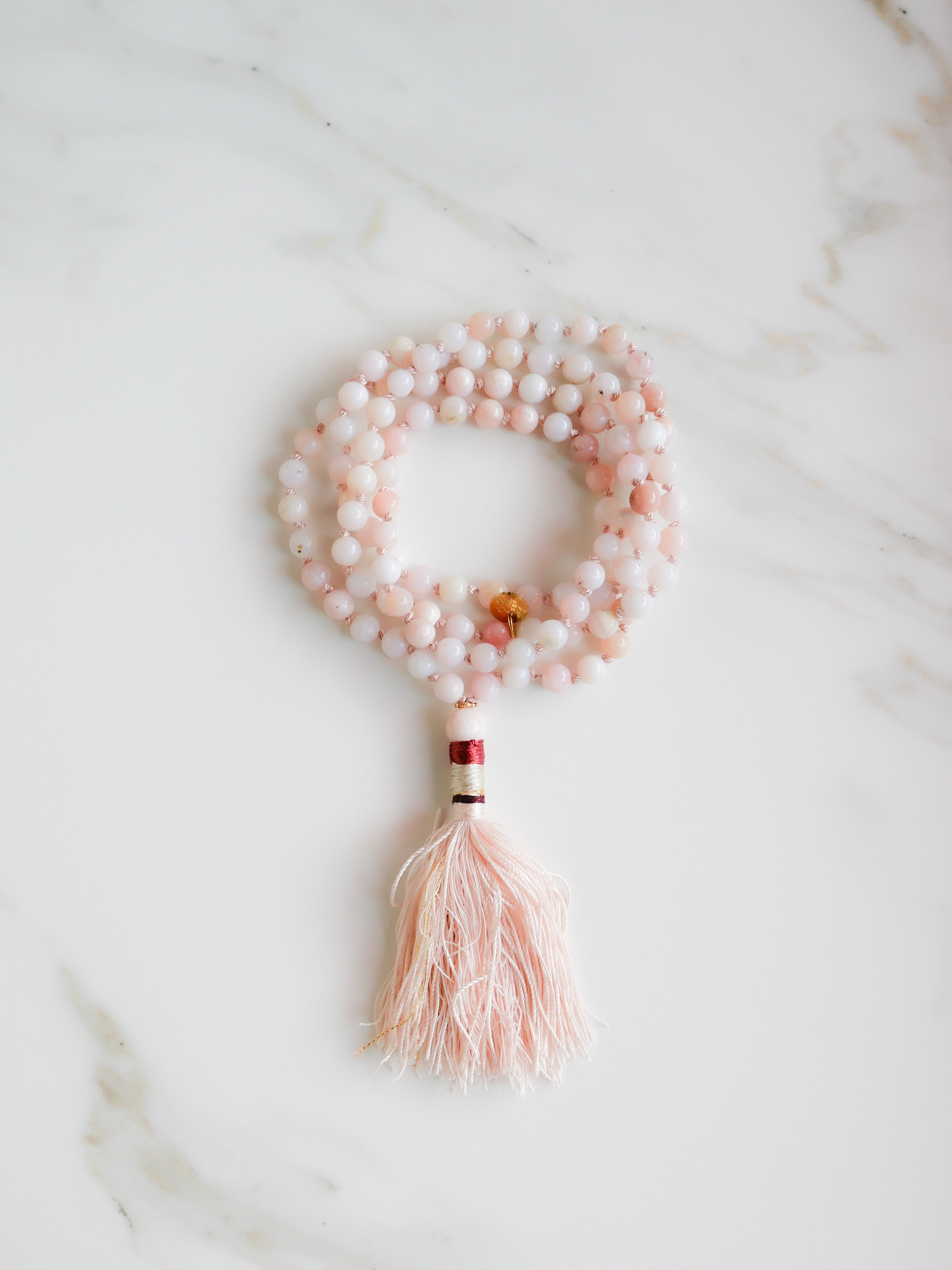 Ādi – Pink Opal Japamala – Indradhanush Collection