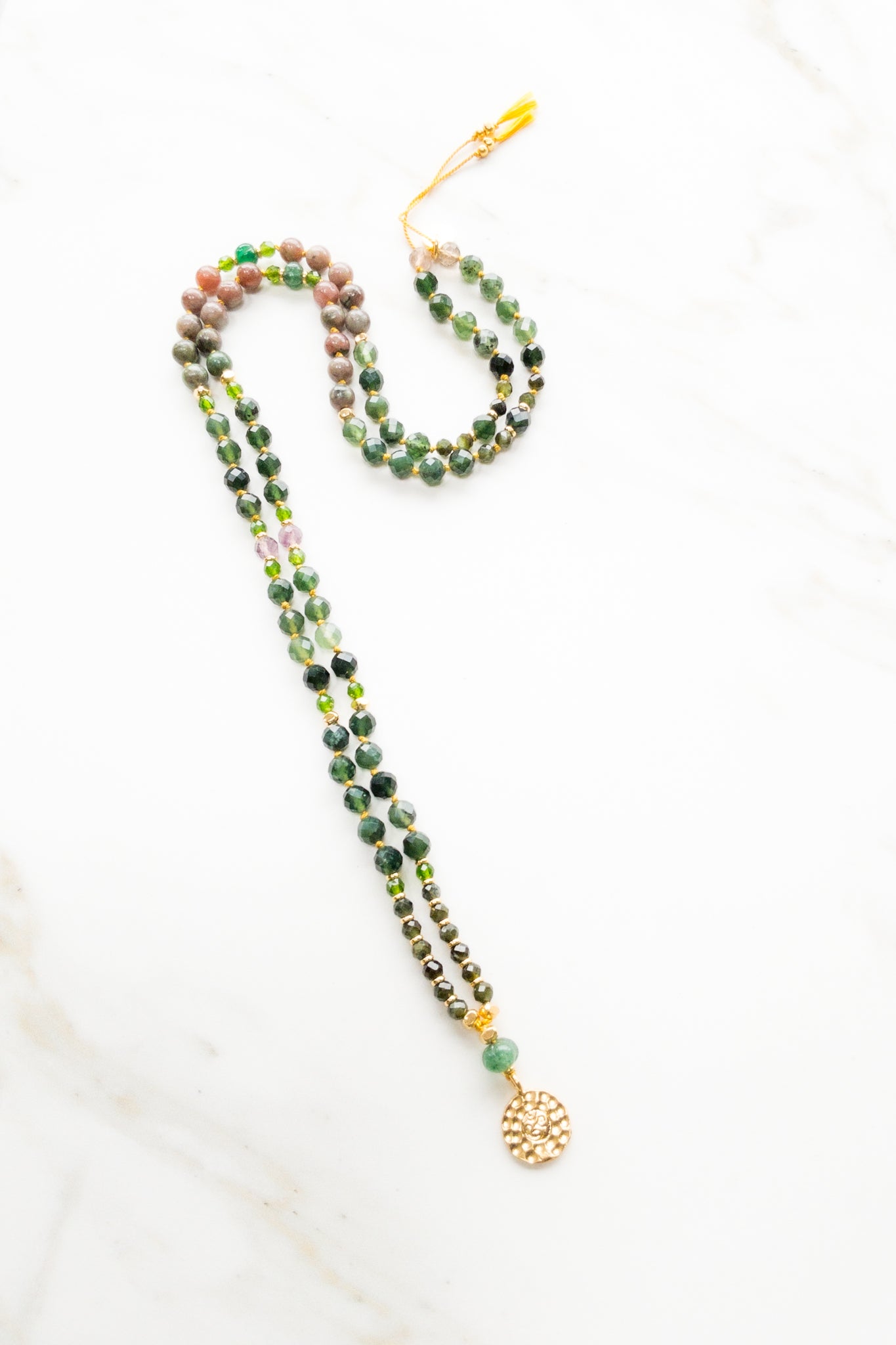 Mala of Serenity and Vitality - OM - Indradhanush- shashā meditation and yoga jewellery 