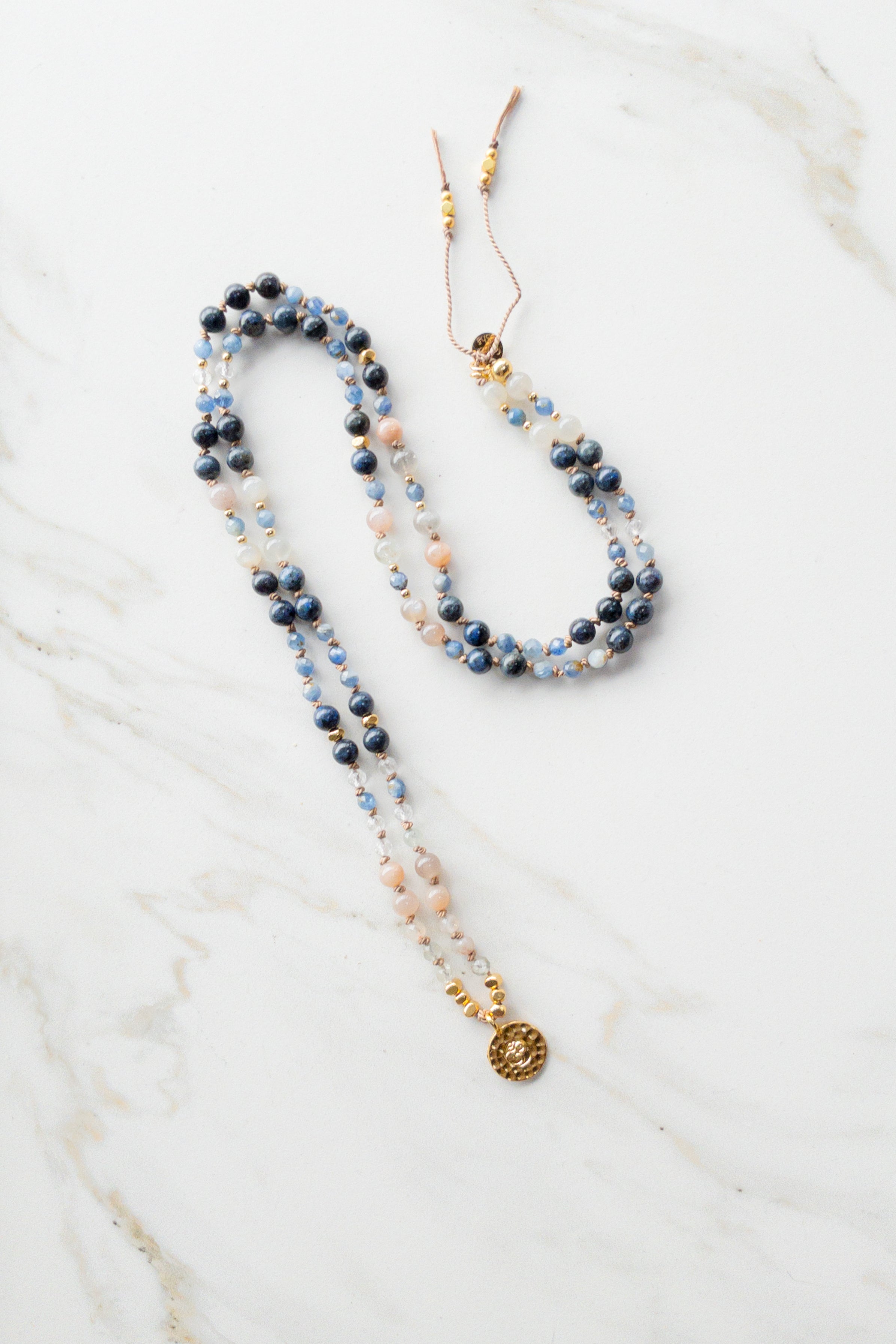 Tranquil Wisdom Mala - OM - Indradhanushshashā jewelry Switzerland - yoga and meditation necklaces 