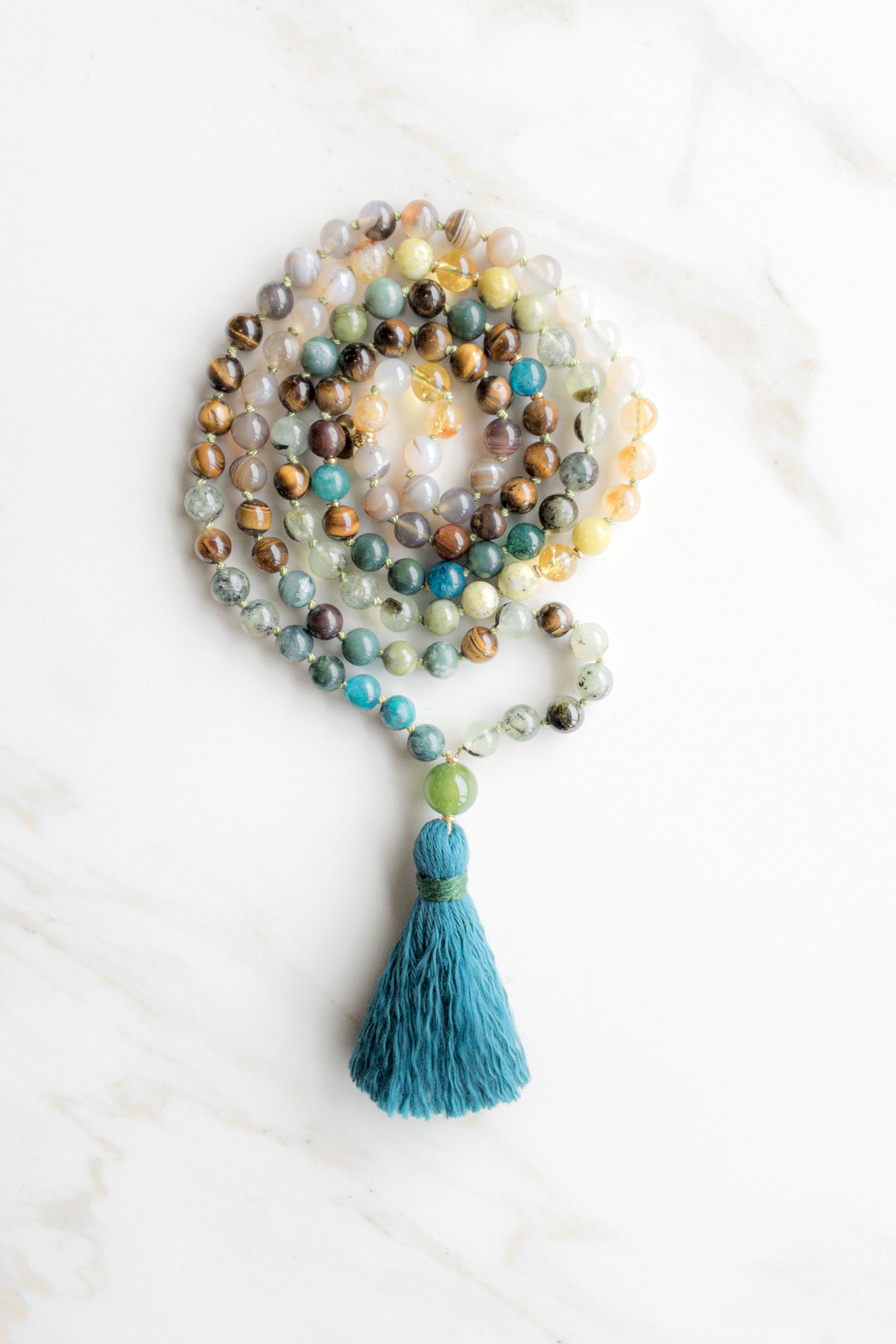 Inner Garden Mala 108 beads- Assorted Gemstones - OceanEye - shashā jewellery Switzerland 