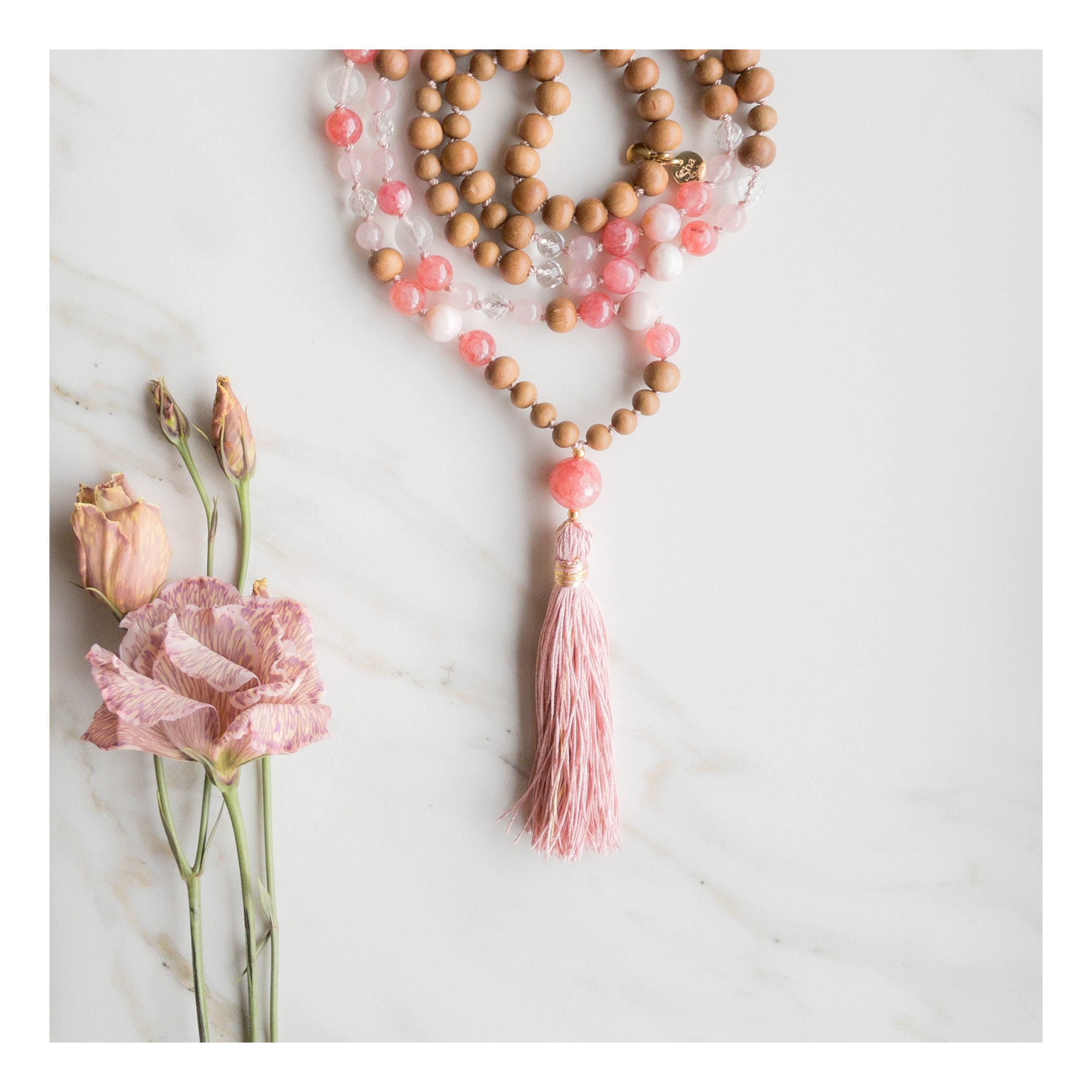 Blush Elegance Rosary Mala 108 beads - OceanEye - shashā jewellery Switzerland 