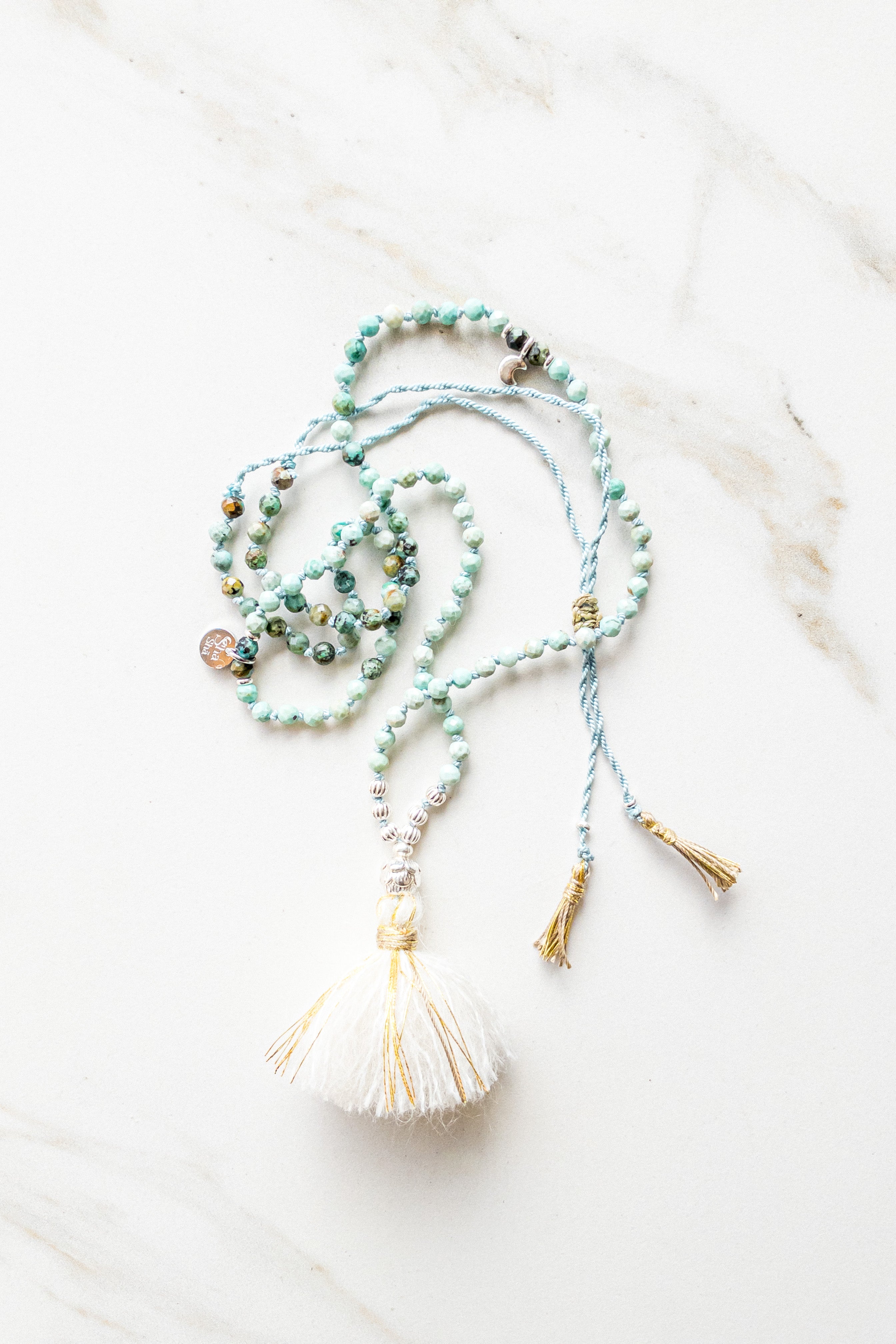 ShaSha « Roots » mini mala 108 - Turquoise Africaine &amp; Péruvienne