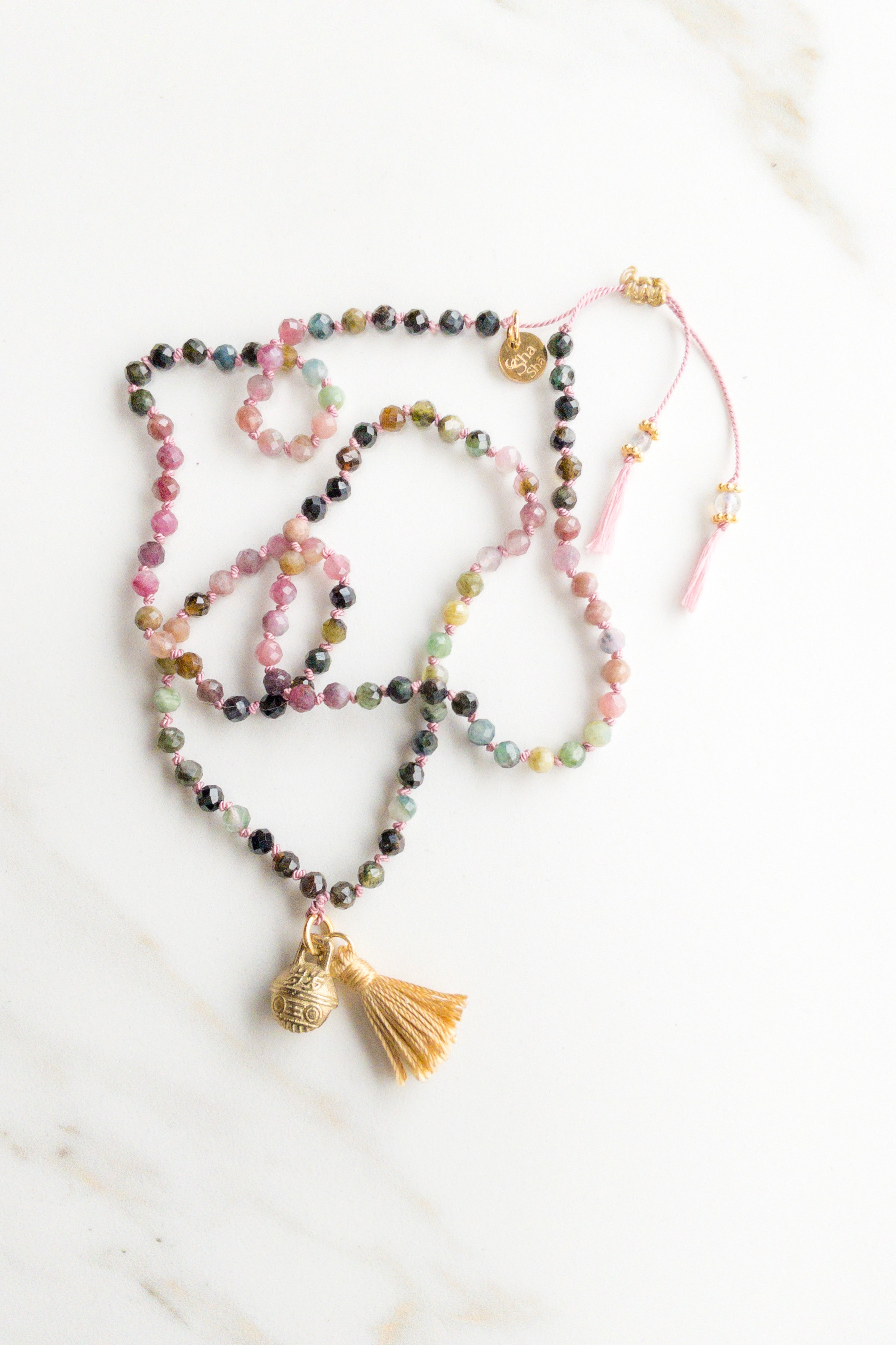 ShaSha « Roots » mini mala 108 - Faceted Tourmaline - Shashã jewelry Switzerland 