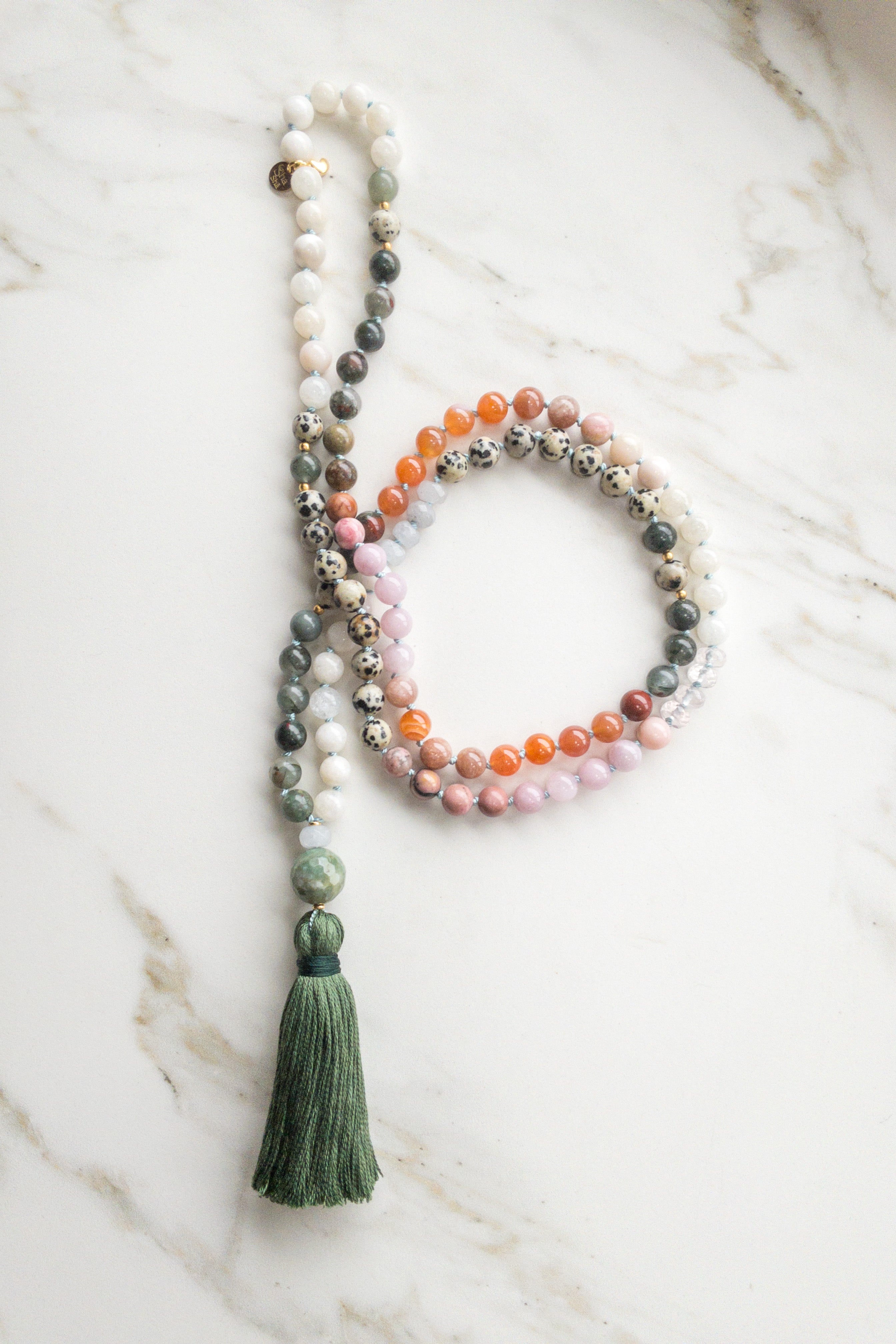 Elevation Cycle Mala 108 Beads - OceanEye - shashā yoga and meditation jewellery hand knotted in Switzerland 