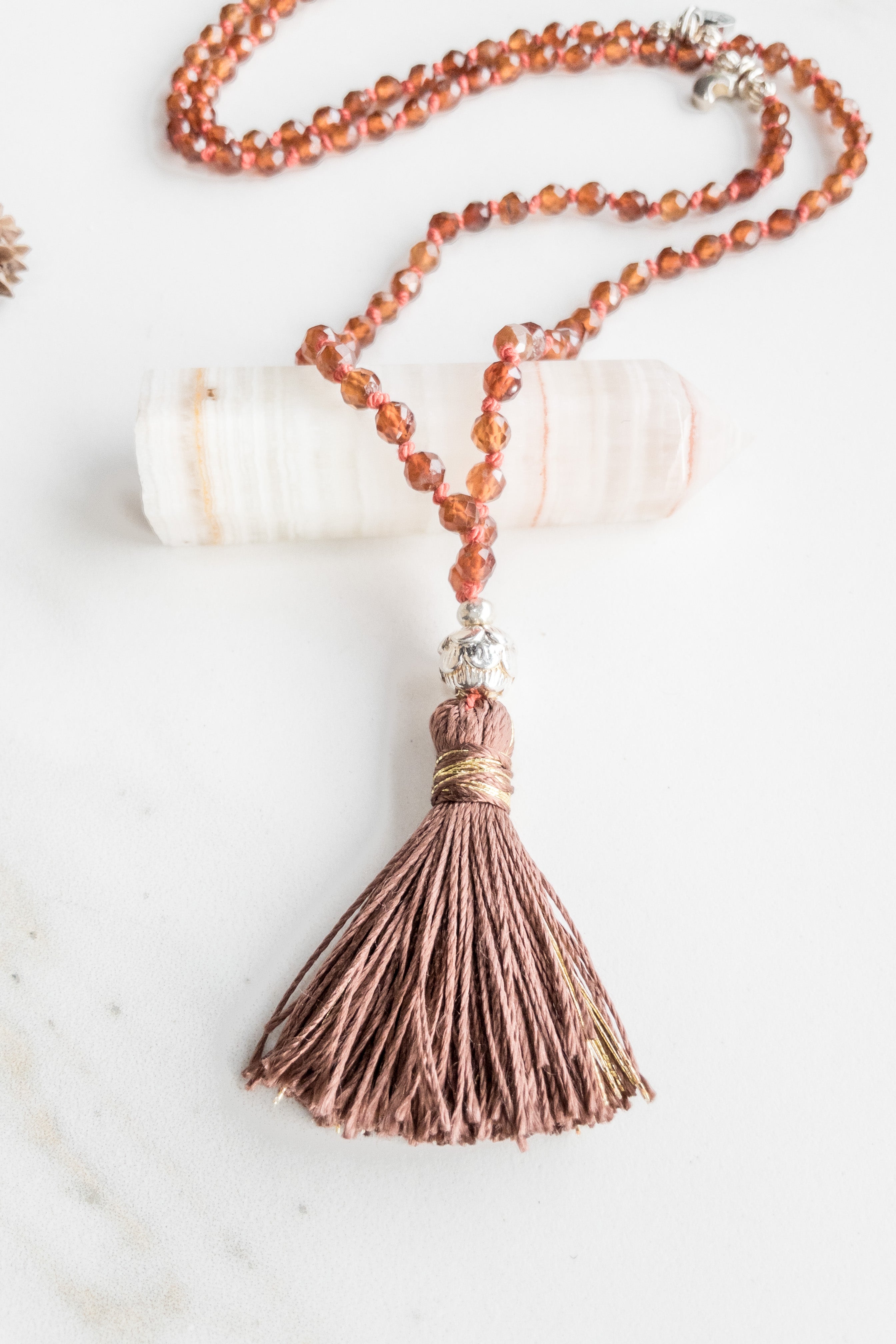 ShaSha “Roots” mini Mala 108 - Spessartine - shashā yoga jewellery store Switzerland 