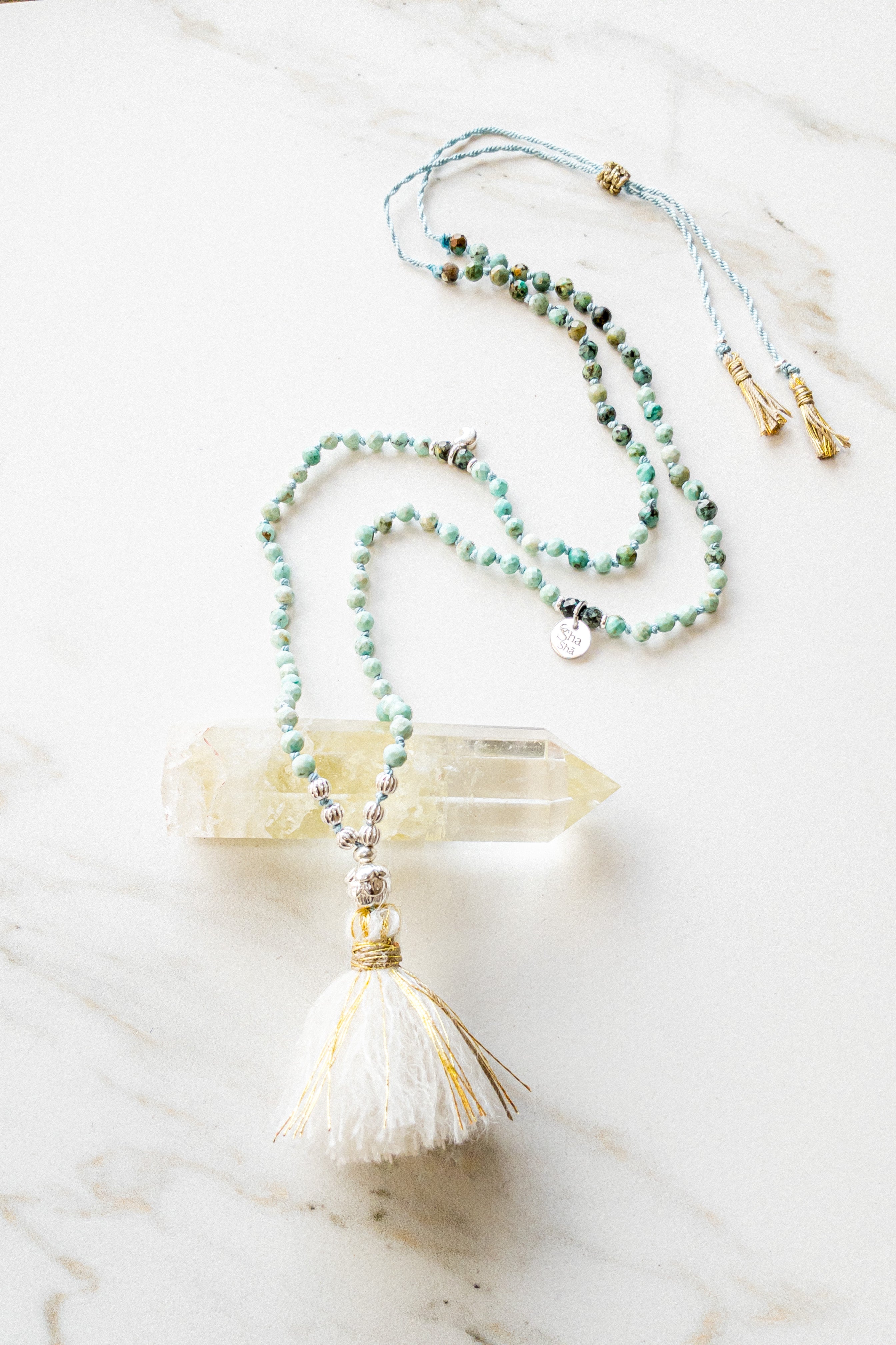 ShaSha « Roots » mini mala 108 - African & Peruvian Turquoise