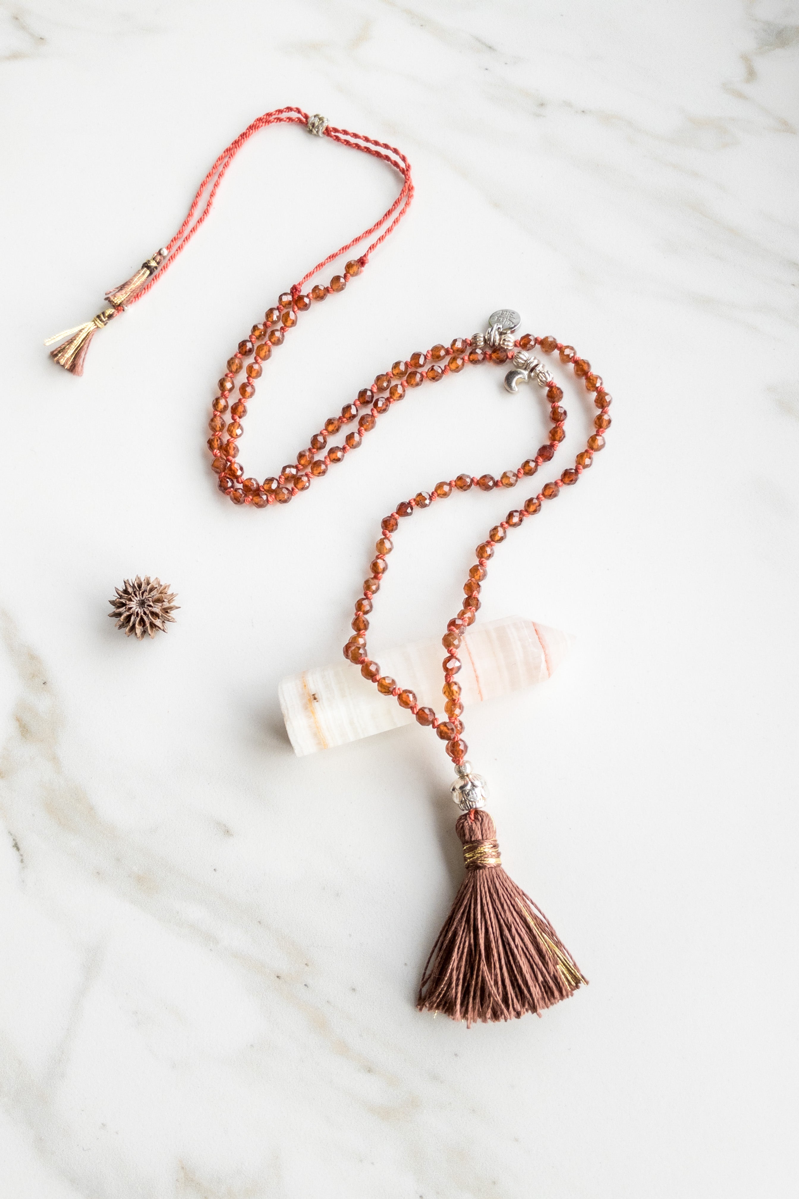 ShaSha “Roots” mini Mala 108 - Spessartine - shashā yoga and meditation jewellery store Switzerland 