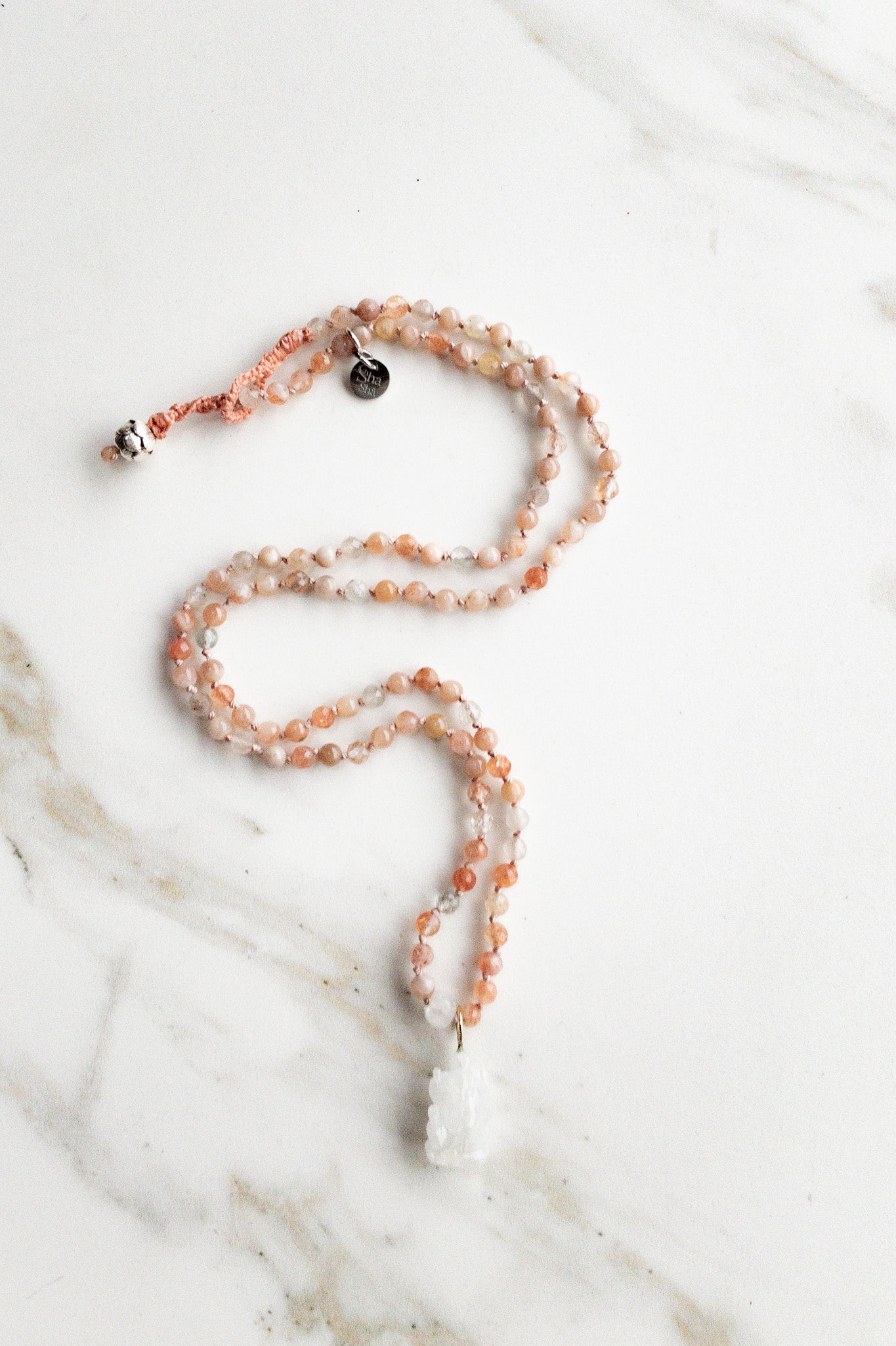 SANA Mala Necklace 108 beads - Sunstone and Moonstone - DIVYA