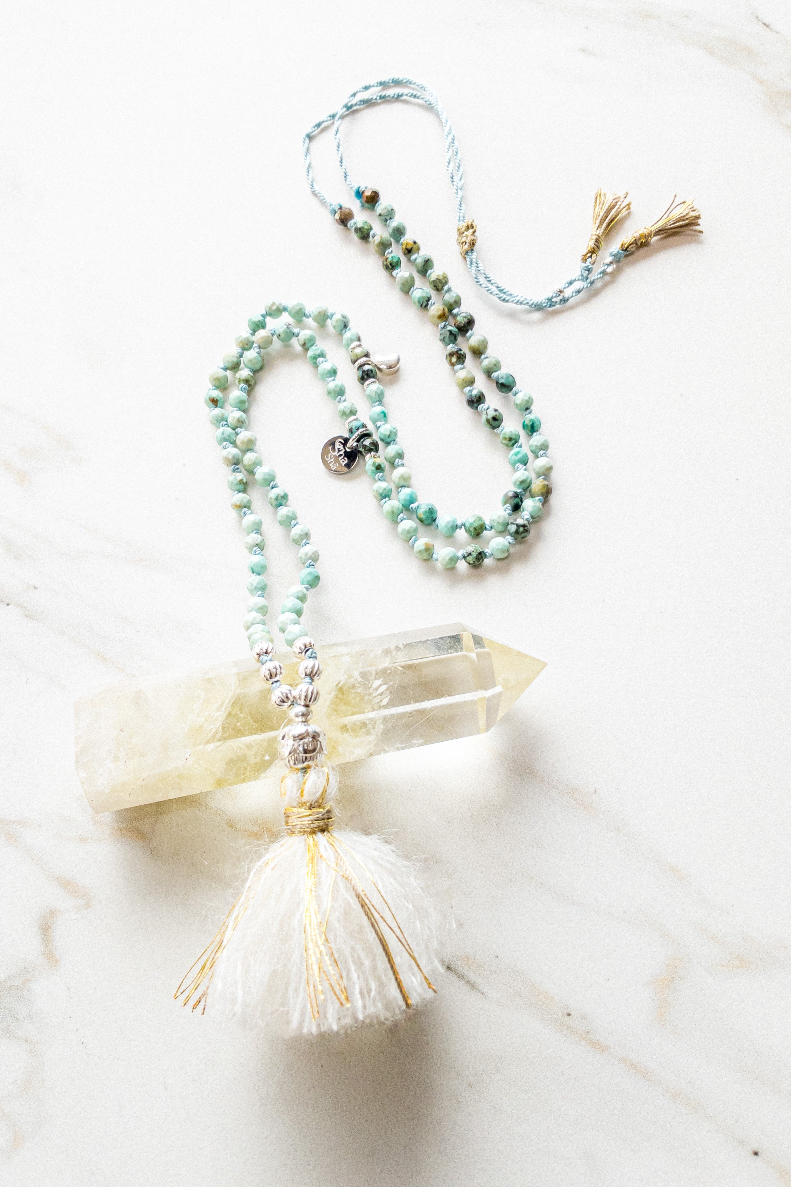 ShaSha « Roots » mini mala 108 - African & Peruvian Turquoise