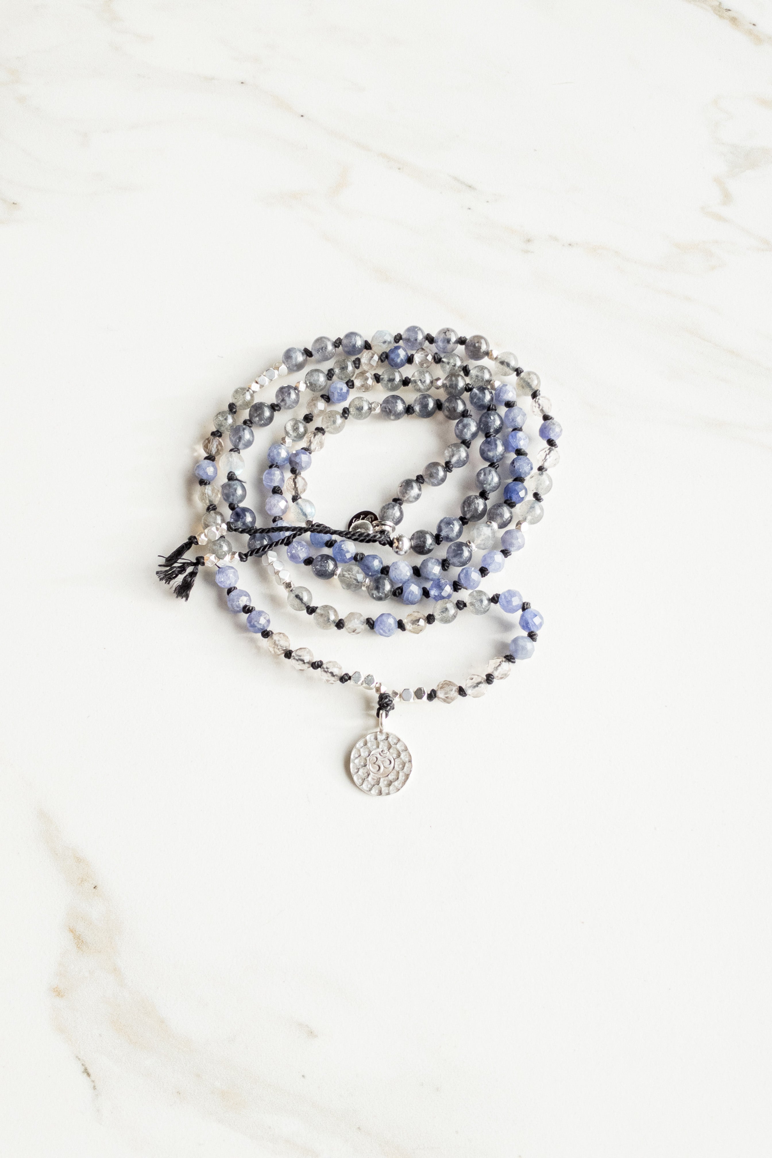 “Lunar Radiance in Abysses” OM Mala necklace - Indradhanush - shashā yoga jewellery store Switzerland 