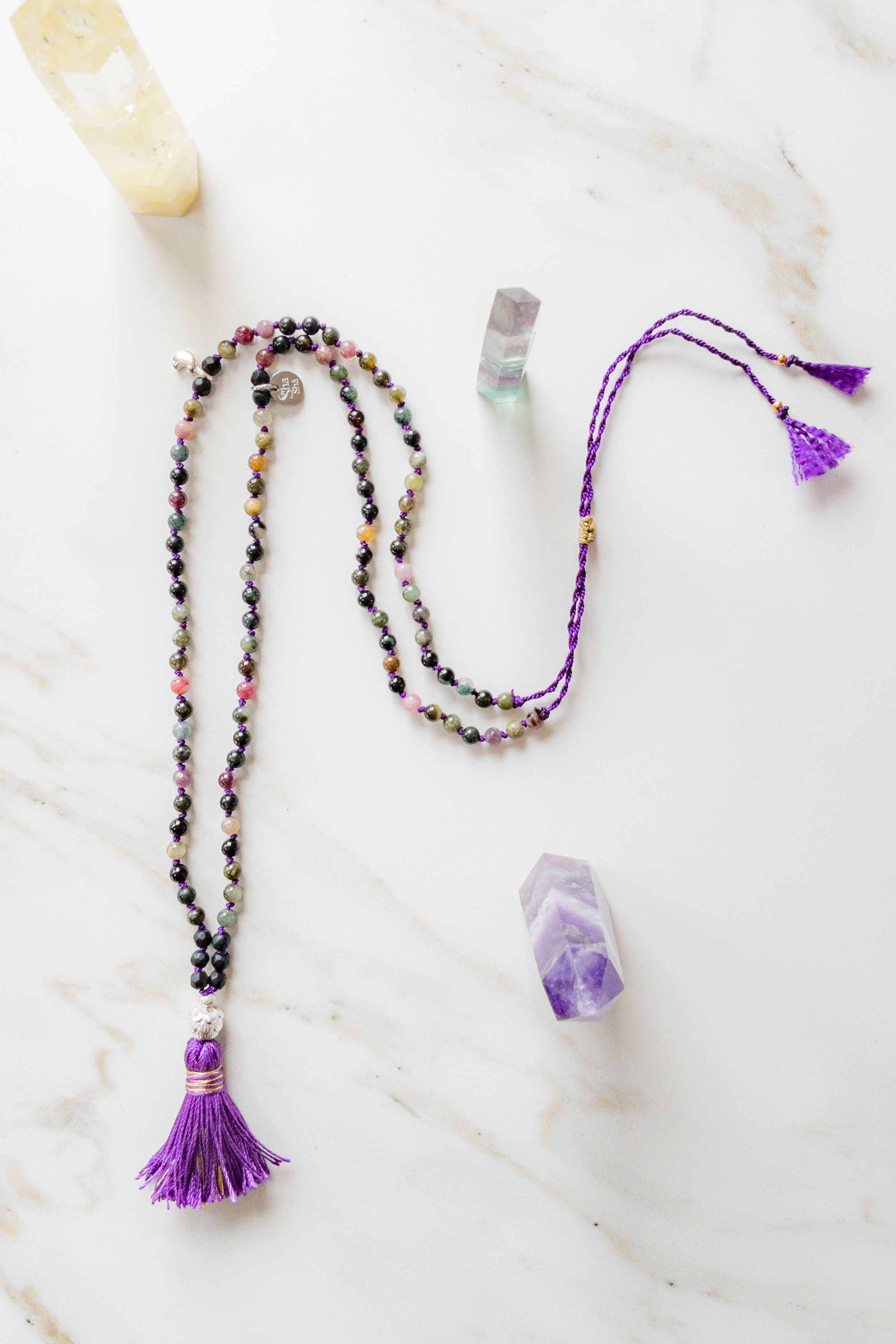 Mini Mala 108 beads - Tourmaline - ROOTS - ShaShã meditation jewelry 