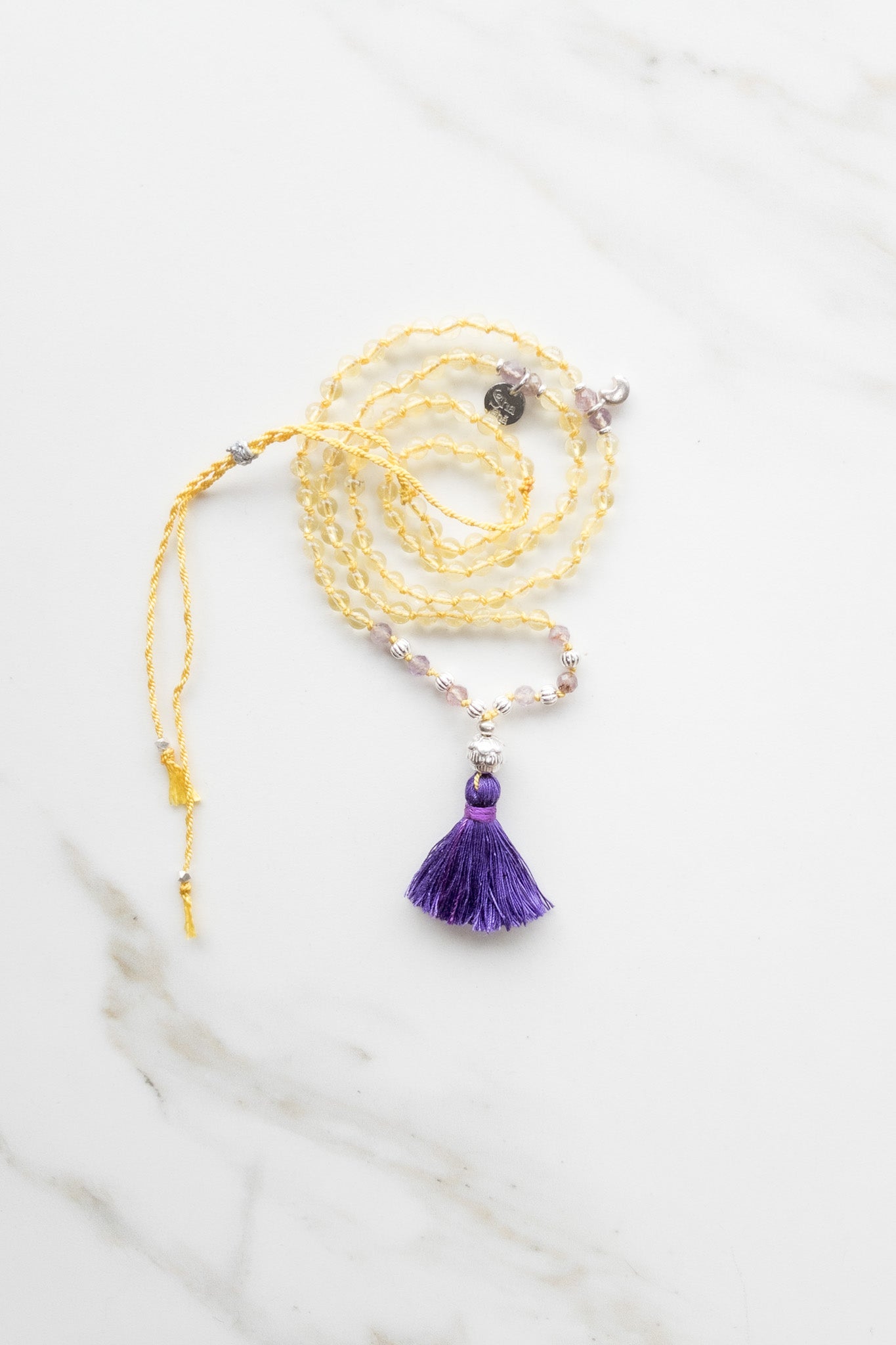 Shashā « Roots » Mini Mala 108 - Citrine & Cacoxenite - shop online yoga jewellery 