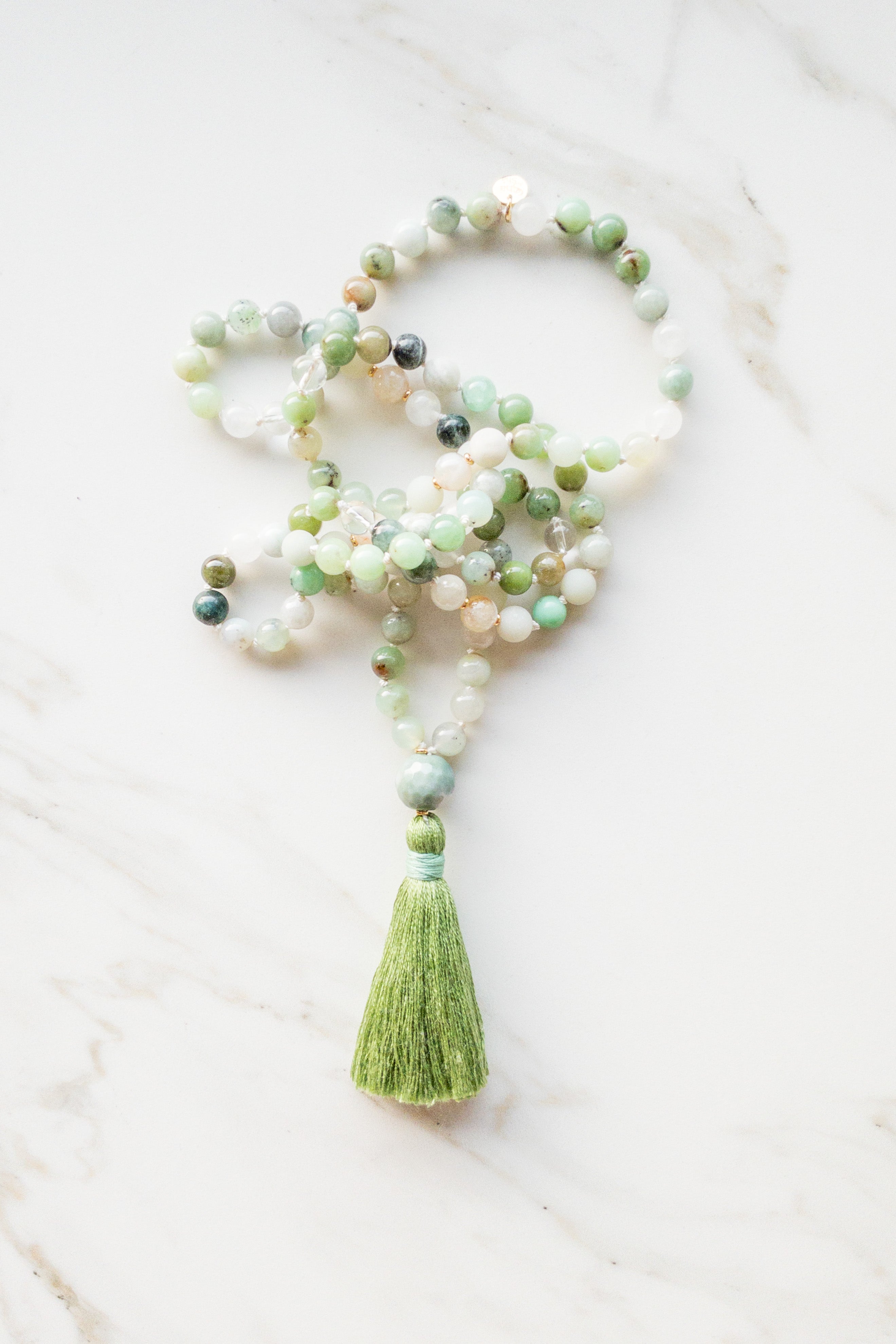 Spiritual Oasis Mala - Chrysoprase, Jade, Citrine - Oceaneye collection - shashā jewellery 