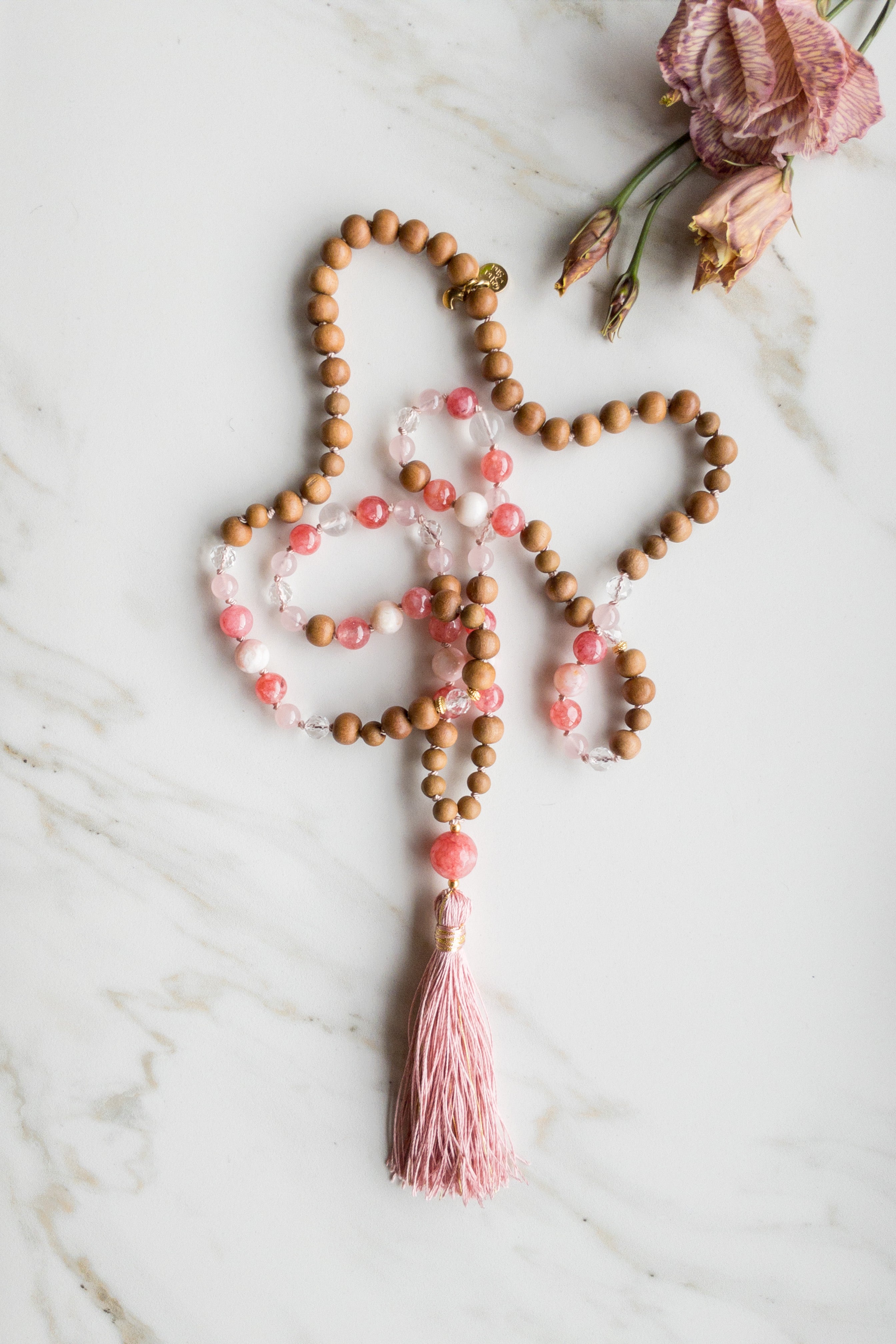 Blush Elegance Rosary Mala 108 beads - OceanEye - shashā jewellery Switzerland 