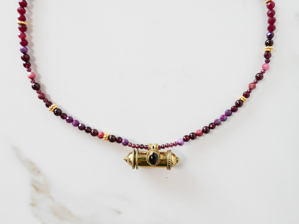 KAVACHA Talisman -  Garnet - DIVYA Sacred Jewels - ShaSha Jewellery secret box necklace