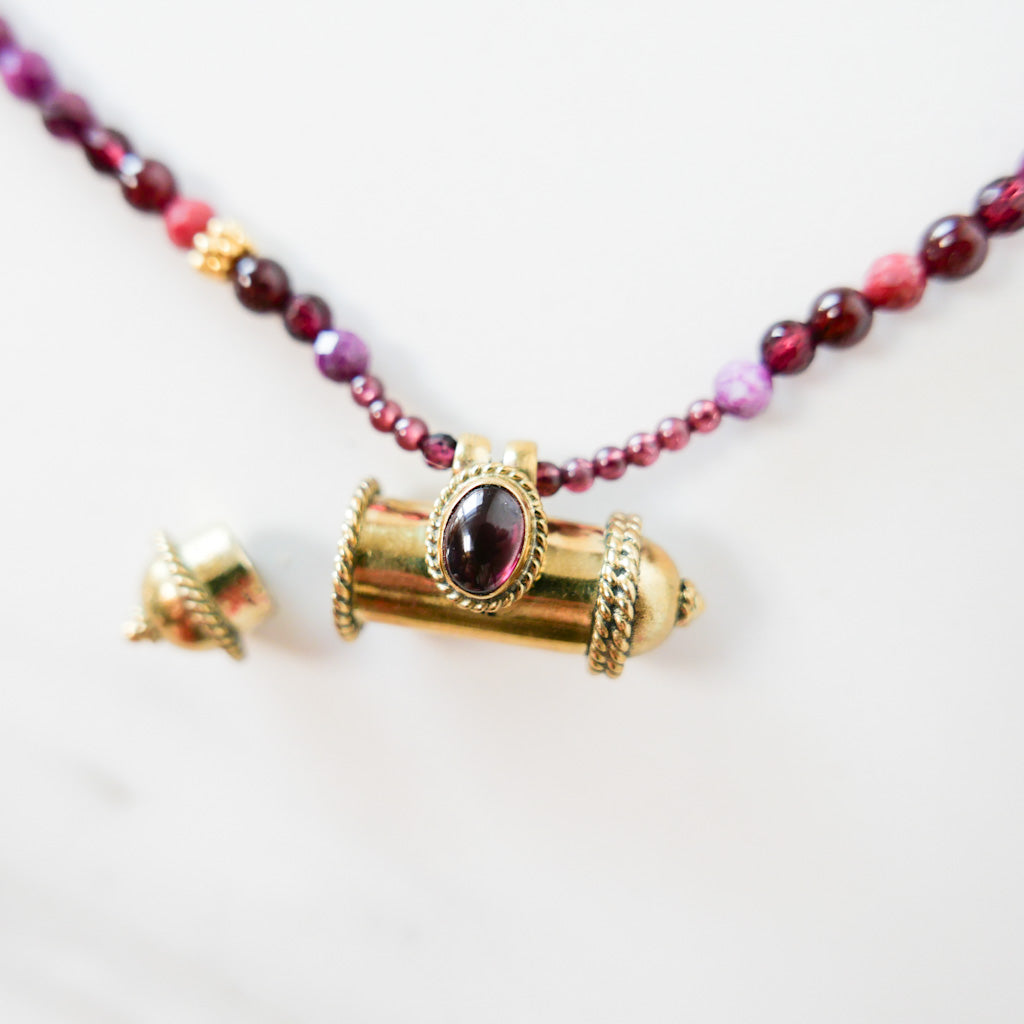 KAVACHA Talisman -  Garnet - DIVYA Sacred Jewels - ShaSha Jewellery secret box necklace