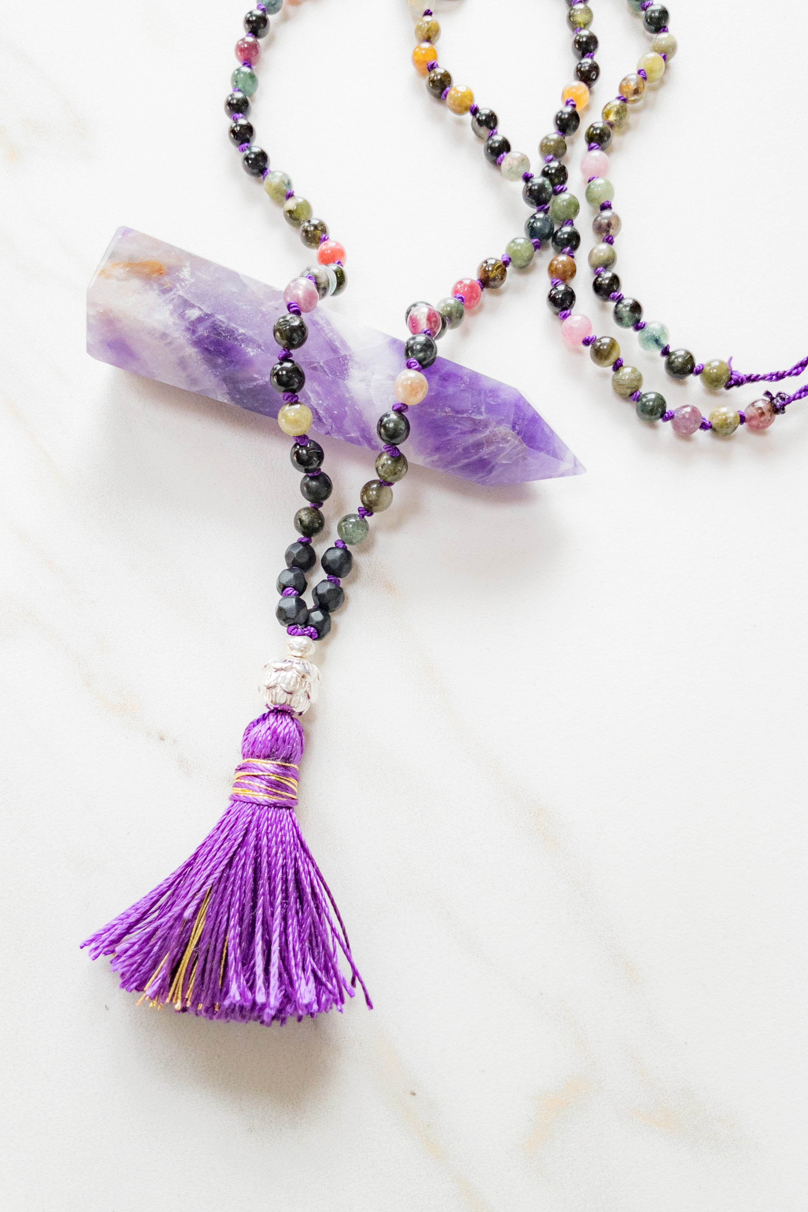 Mini Mala 108 beads - Tourmaline - ROOTS - ShaShã jewelry Switzerland 