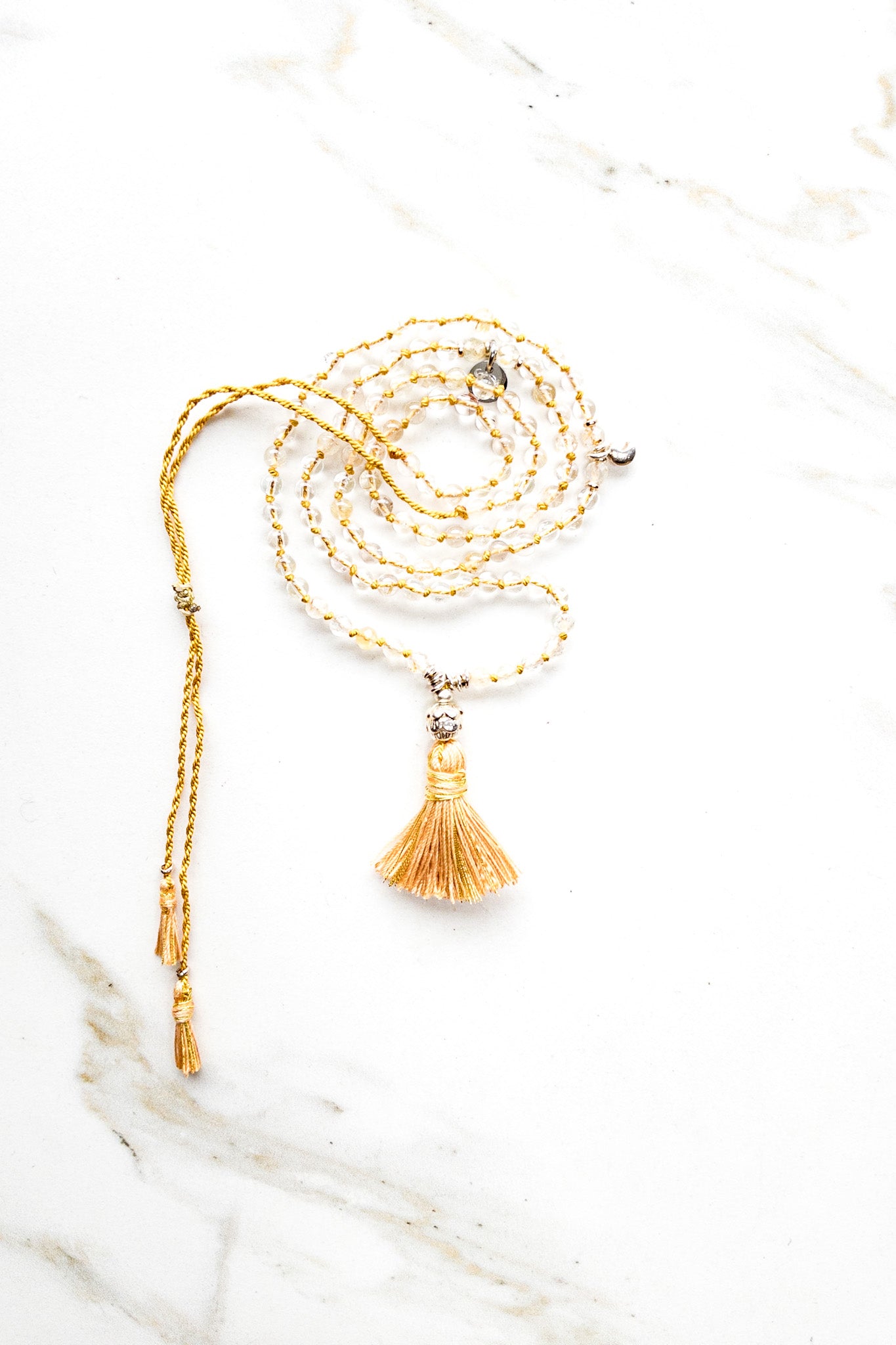 ShaSha "Roots" mini Mala 108 - Smooth Yellow Topaz - travel japamala shop