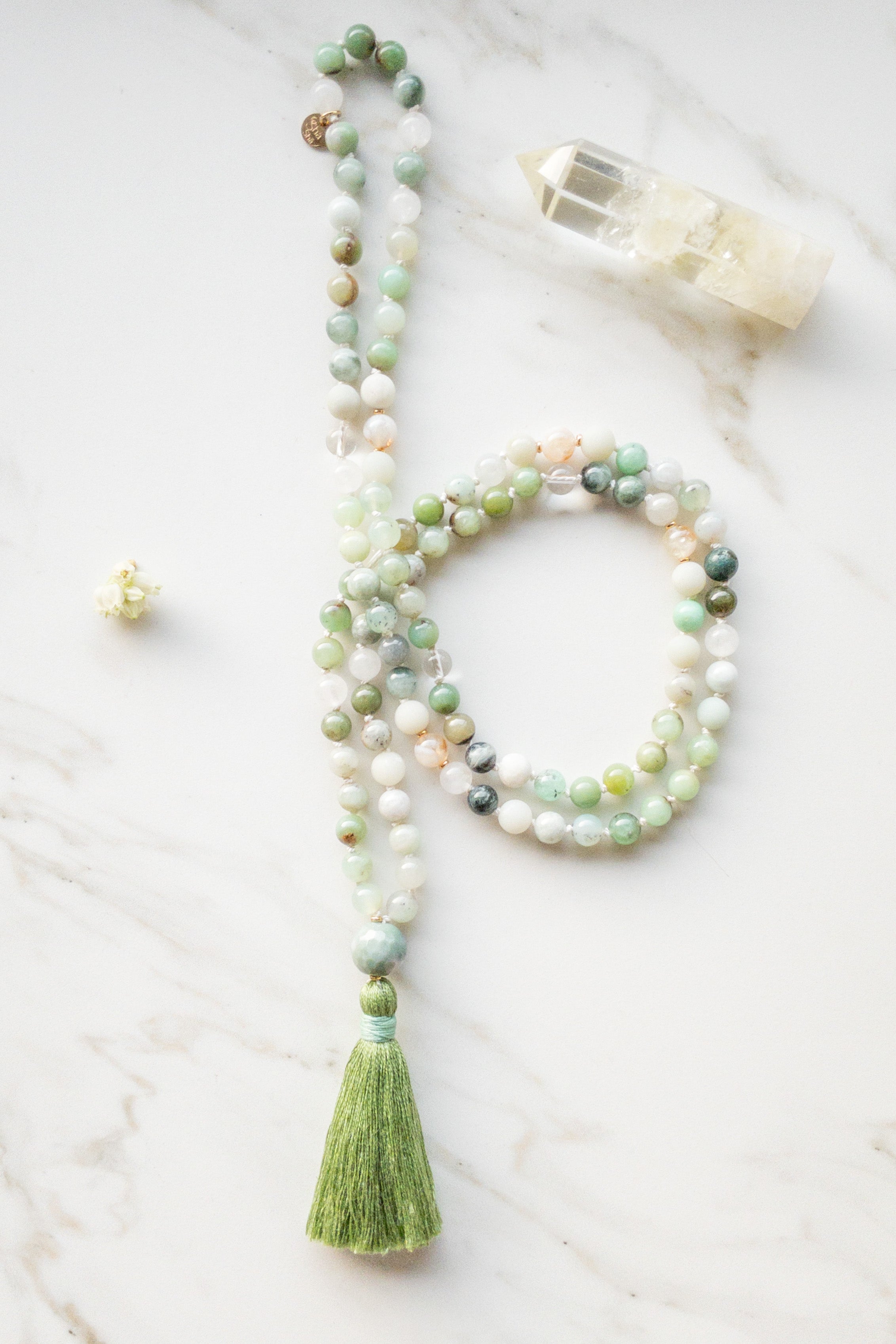 Spiritual Oasis Mala 108 beads - Chrysoprase, Jade, Citrine - Oceaneye collection - shashā jewellery Switzerland 