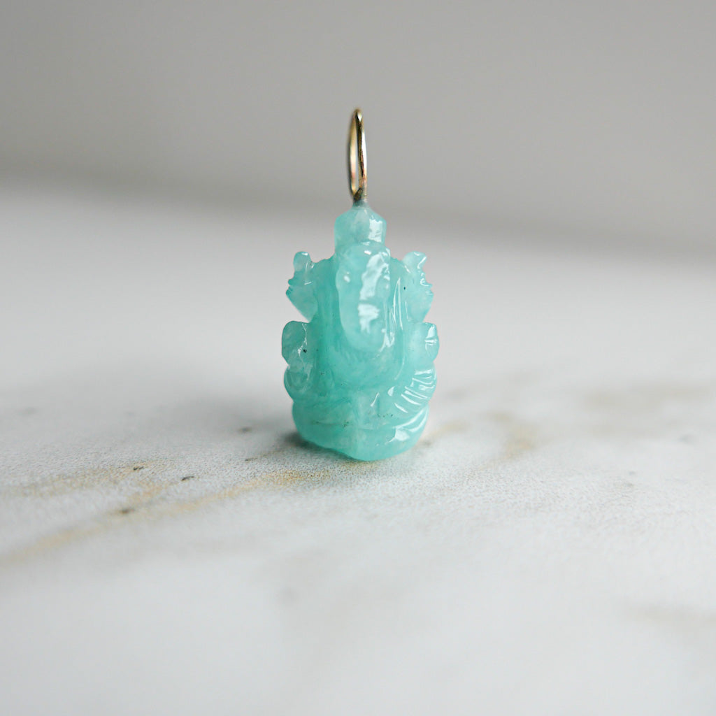 Ganesha Ji - Amazonite - DIVYA Sacred Symbols - Handcarved stone - ShaSha Jewellery