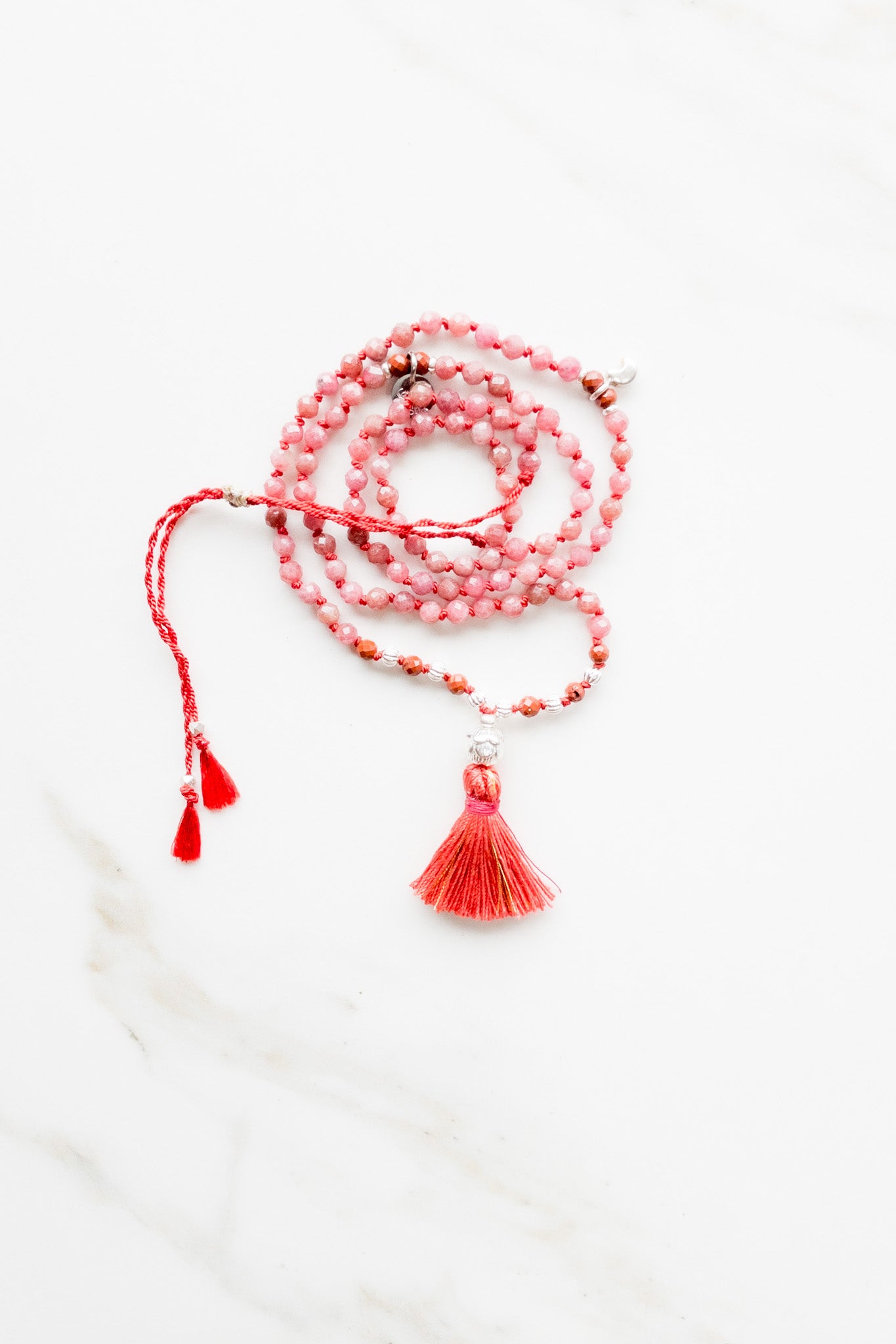 Shashā « Roots » Mala 108 - Rhodonite & Red Jasper - shop online mindfulness jewellery 