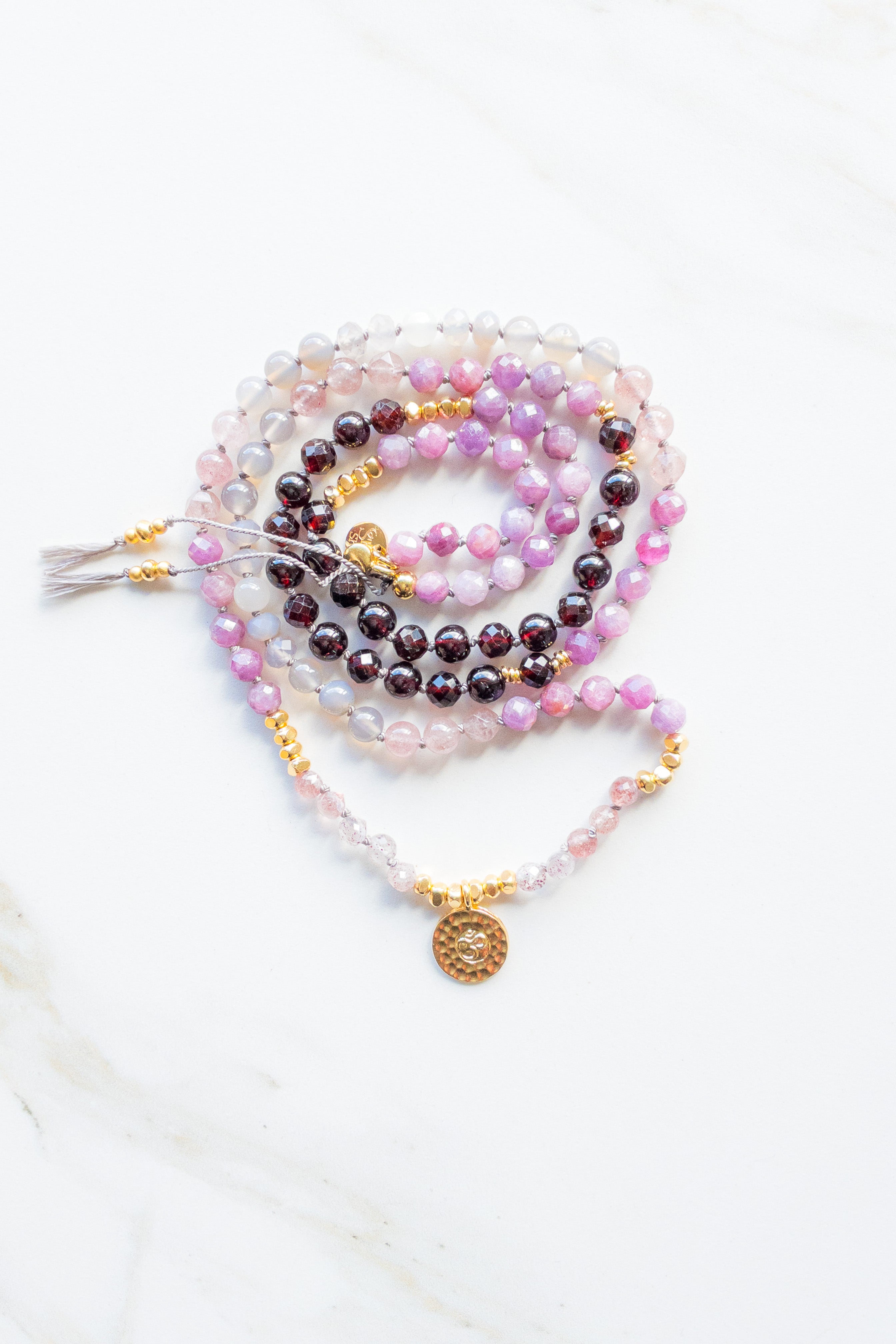 Ruby Sadhana Mala - OM- Indradhanush collection - ShaShã India inspired jewelry 