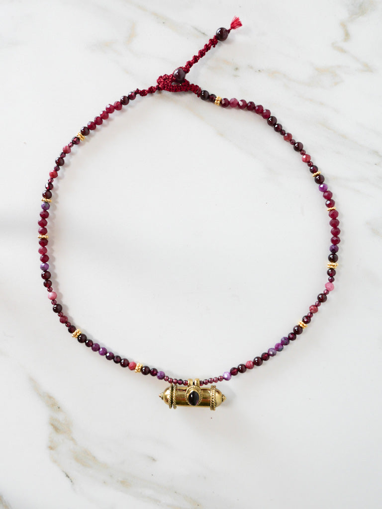 KAVACHA Talisman -  Garnet - DIVYA Sacred Jewels - ShaSha Jewellery secret box necklace